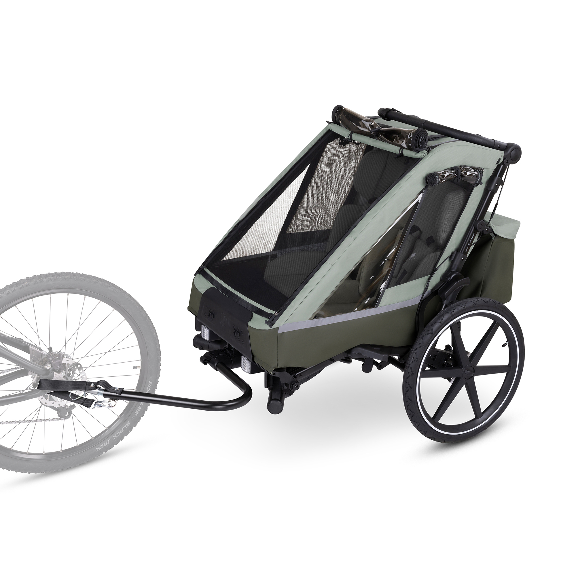 Fahrradanhänger, ABC DESIGN, Grün – Besonderheit: 3in1 Fahrradanhänger: zum Spazierengehen, Joggen & Radfahren