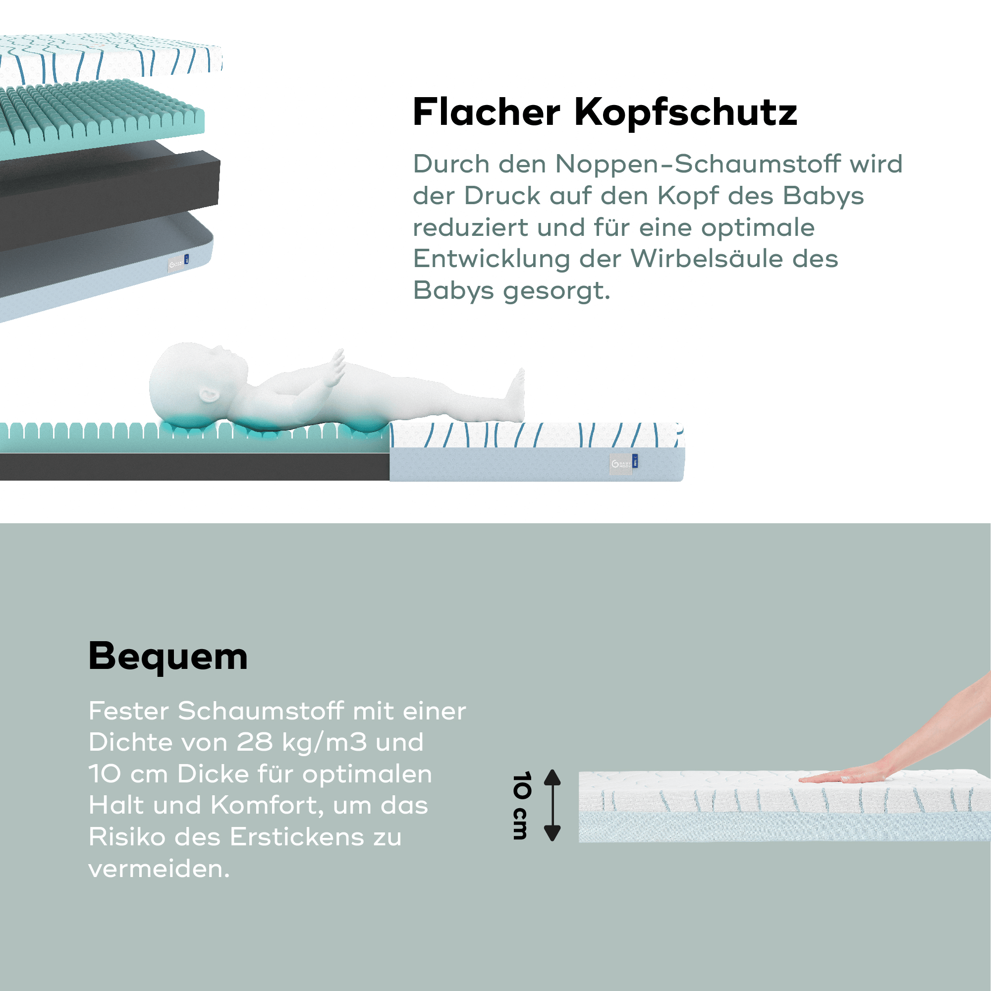Matratzen 60 x 120 cm, babymoov, Weiß – Produktansicht