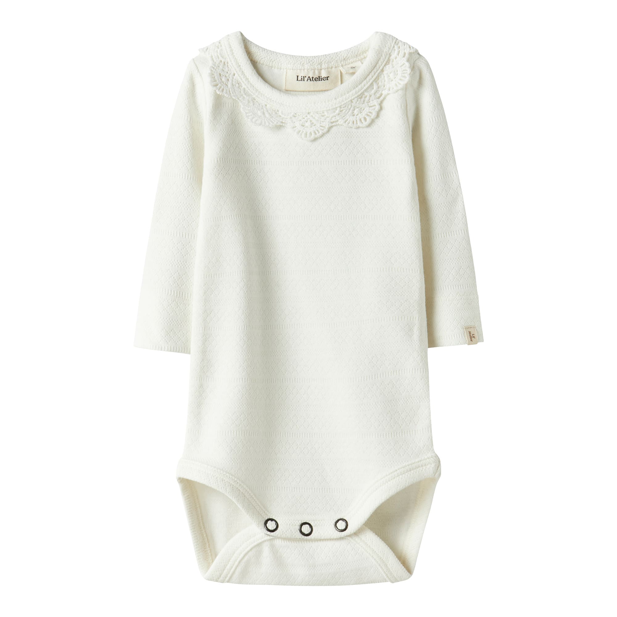 Langarmbodys, Lil' Atelier, Weiß – Besonderheit: praktische Druckknöpfe für einfaches An- und Ausziehen