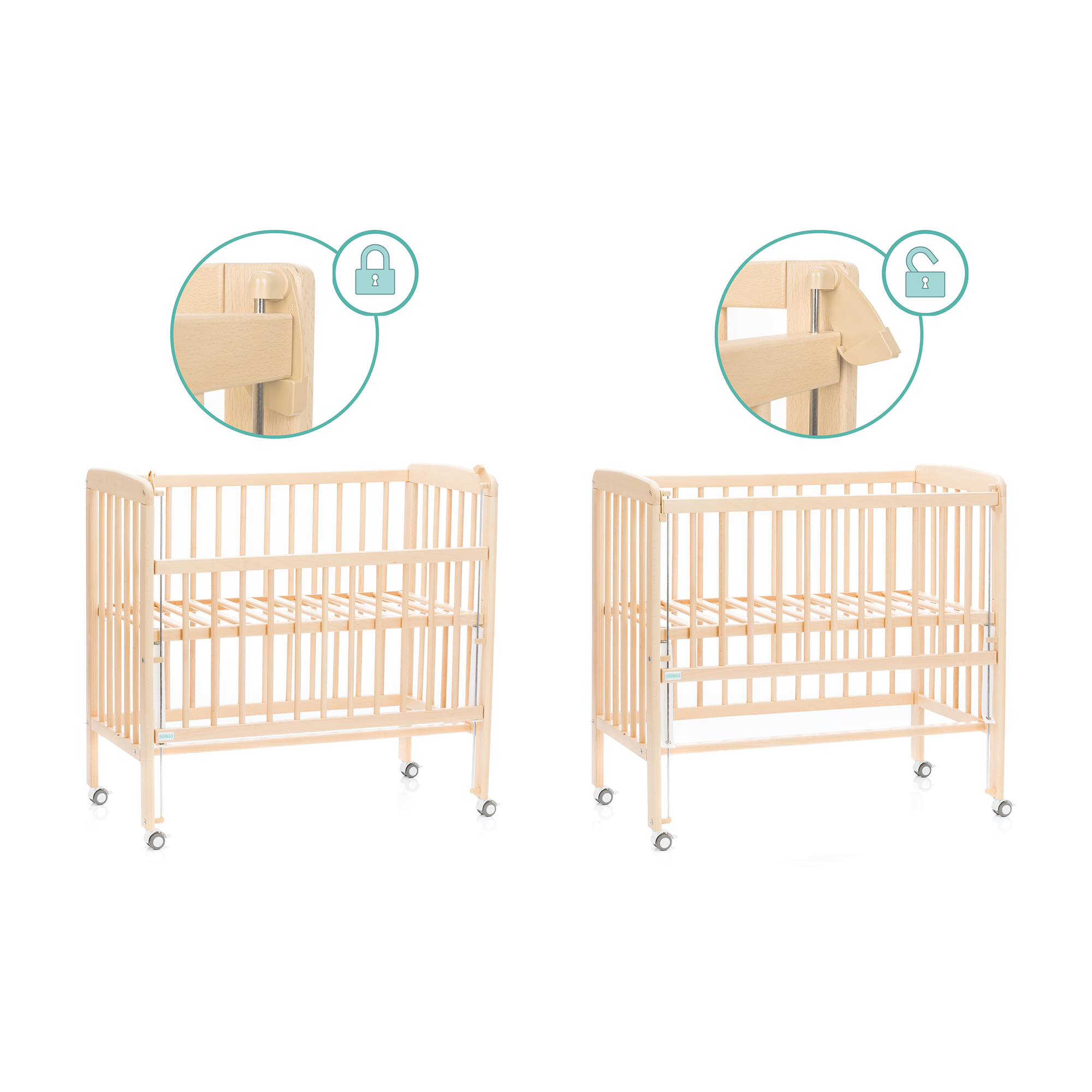 Beistellbetten, fillikid, Beige – Produktansicht