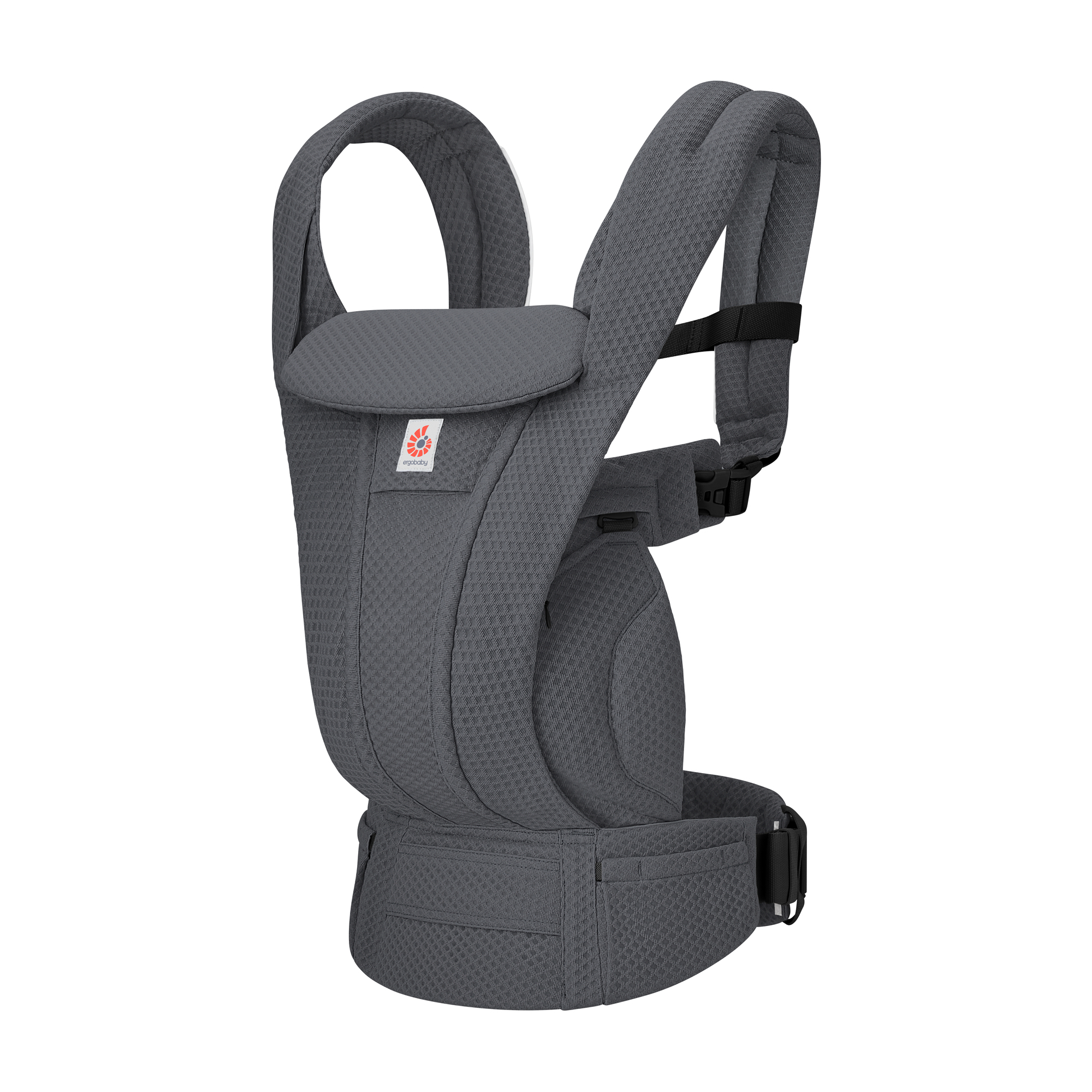 Fullbuckle Tragen, ERGObaby, Grau – Besonderheit: 4 ergonomische Tragepositionen (nach innen, nach außen, auf dem Rücken, auf der Hüfte) mit Lendenwirbelstütze zur Entlastung des Trägers