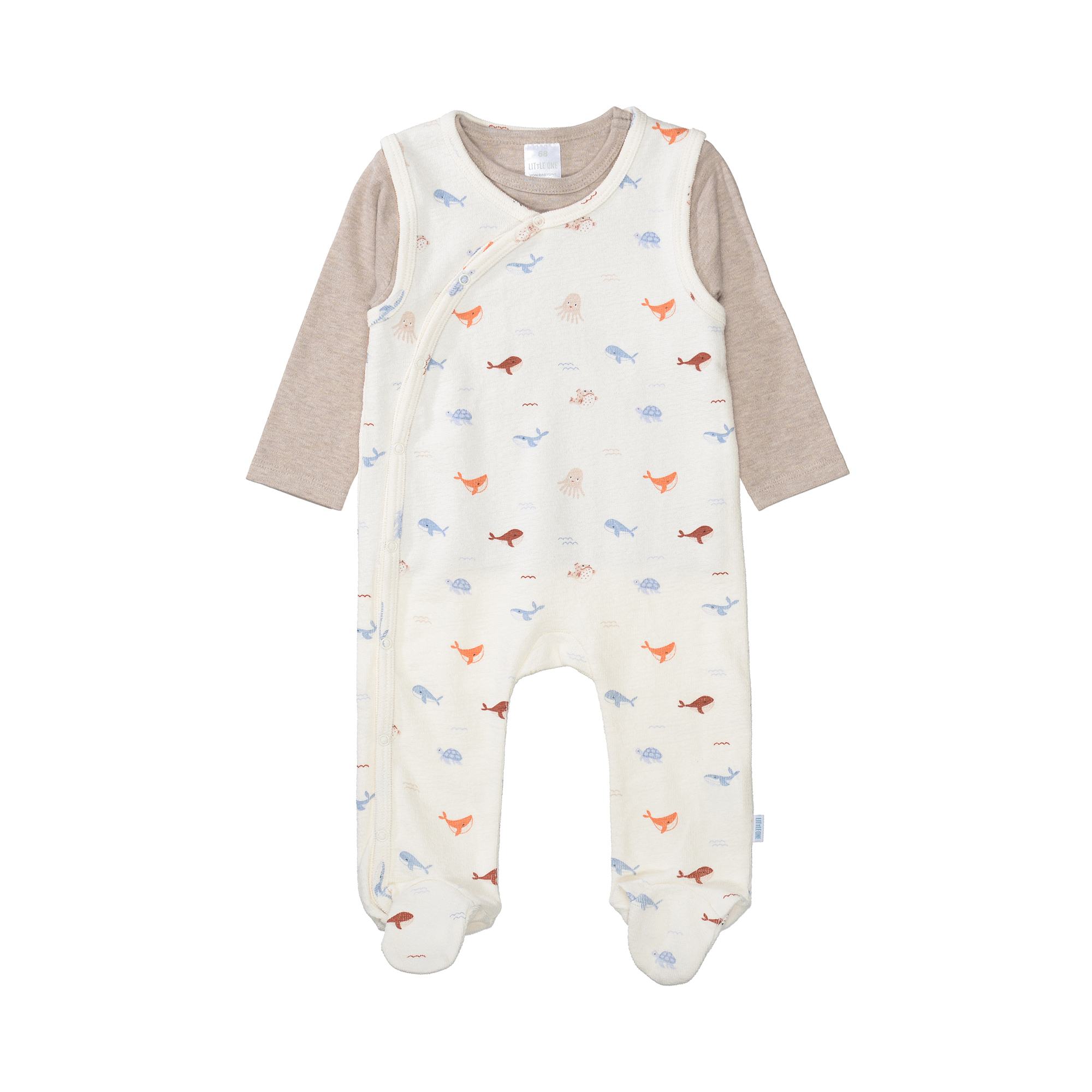 Strampler, LITTLE ONE, Weiß – Besonderheit: Set bestehend aus Strampler und Langarmshirt