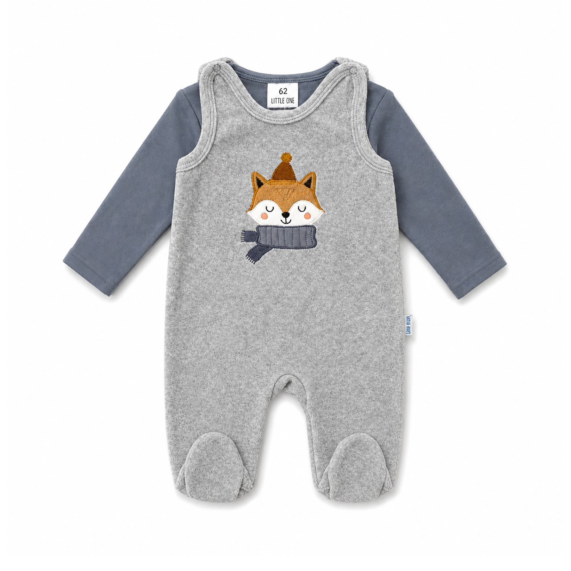Strampler, LITTLE ONE, Grau – Besonderheit: Set bestehend aus einem Nicky-Strampler und einem Langarmshirt