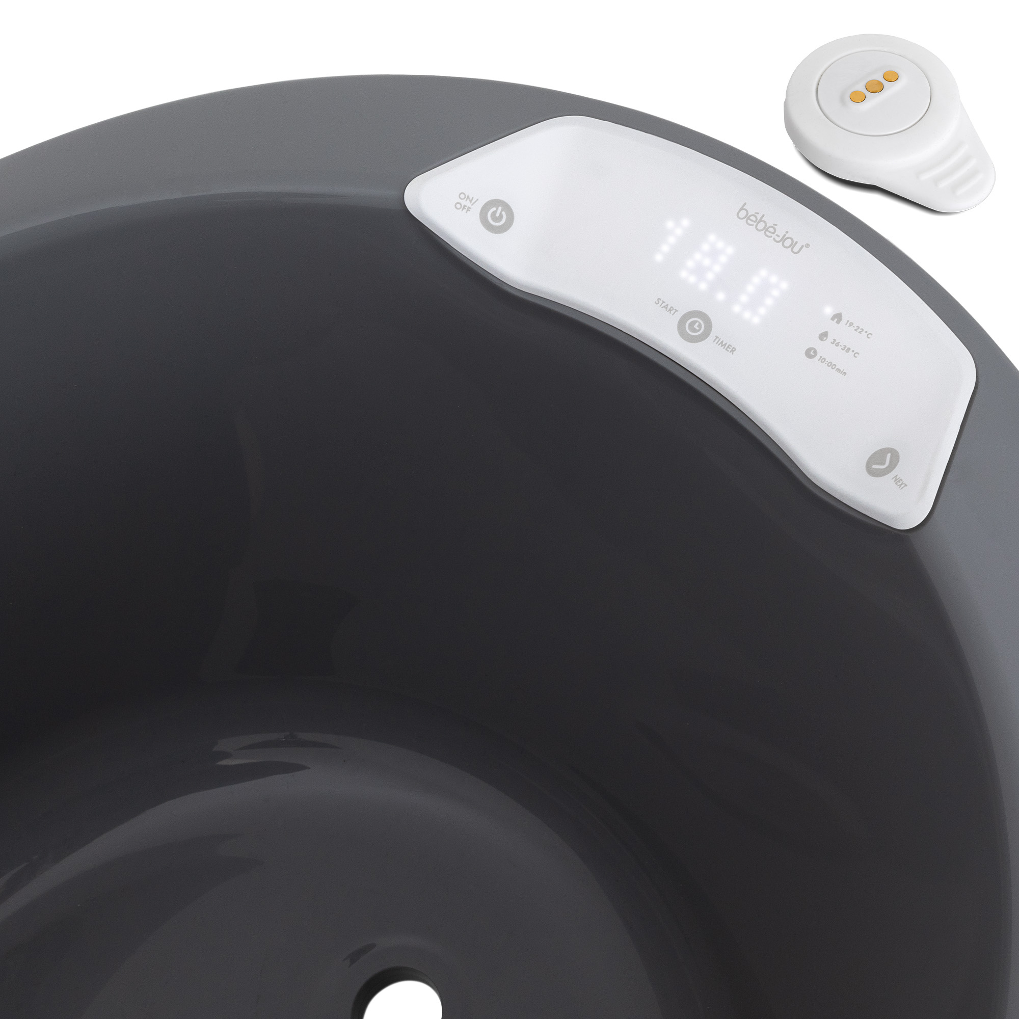 Badewannen, bébé-jou, Grau – Besonderheit: innovatives digitales Thermometer