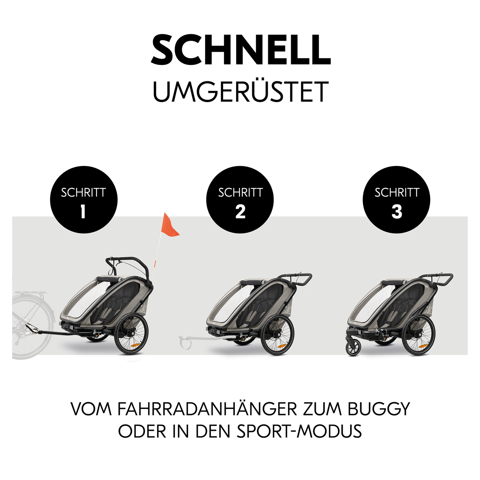 Fahrradanhänger, hauck, Grau – Produktansicht