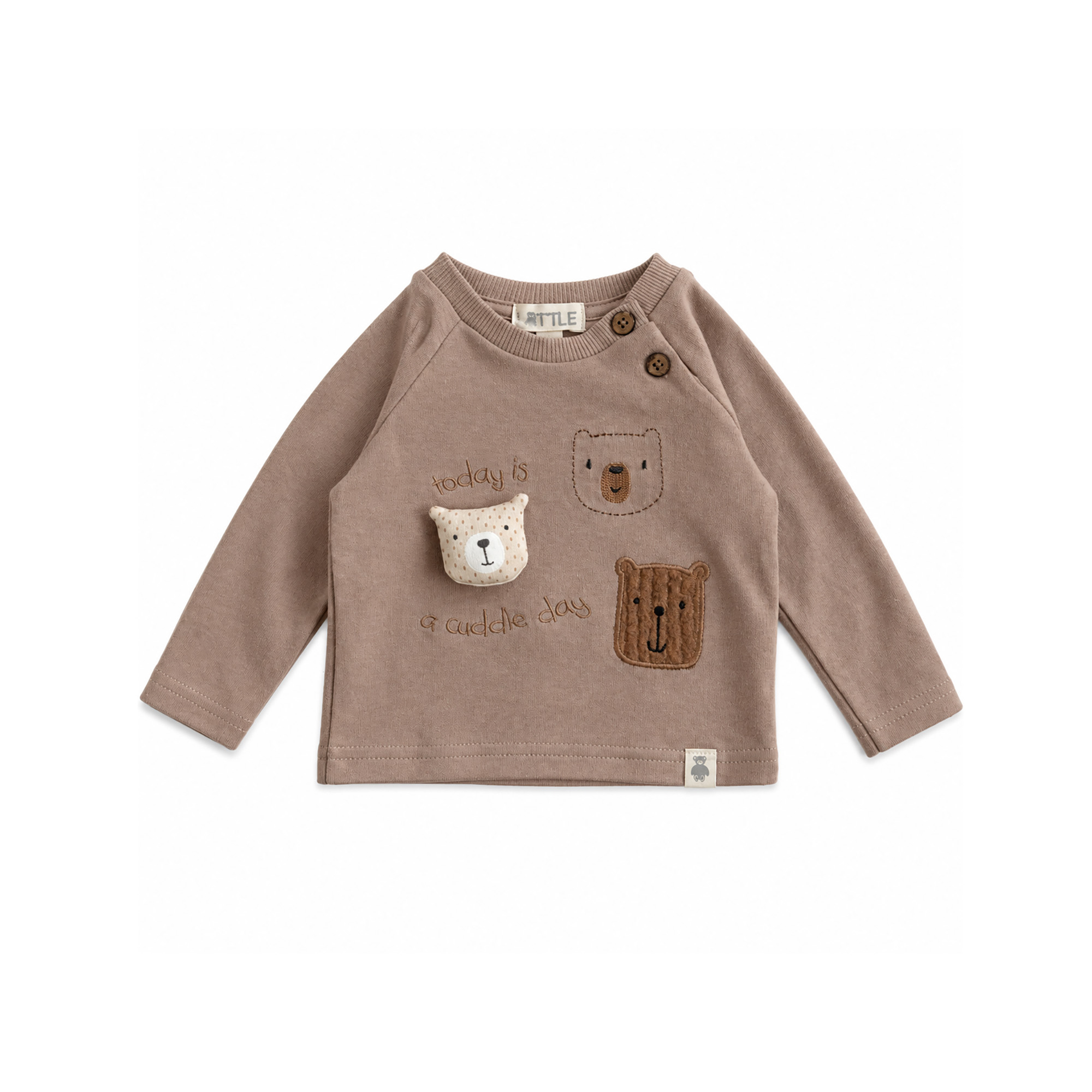 Langarmshirts, LITTLE, Beige – Besonderheit: aus 100% Baumwolle