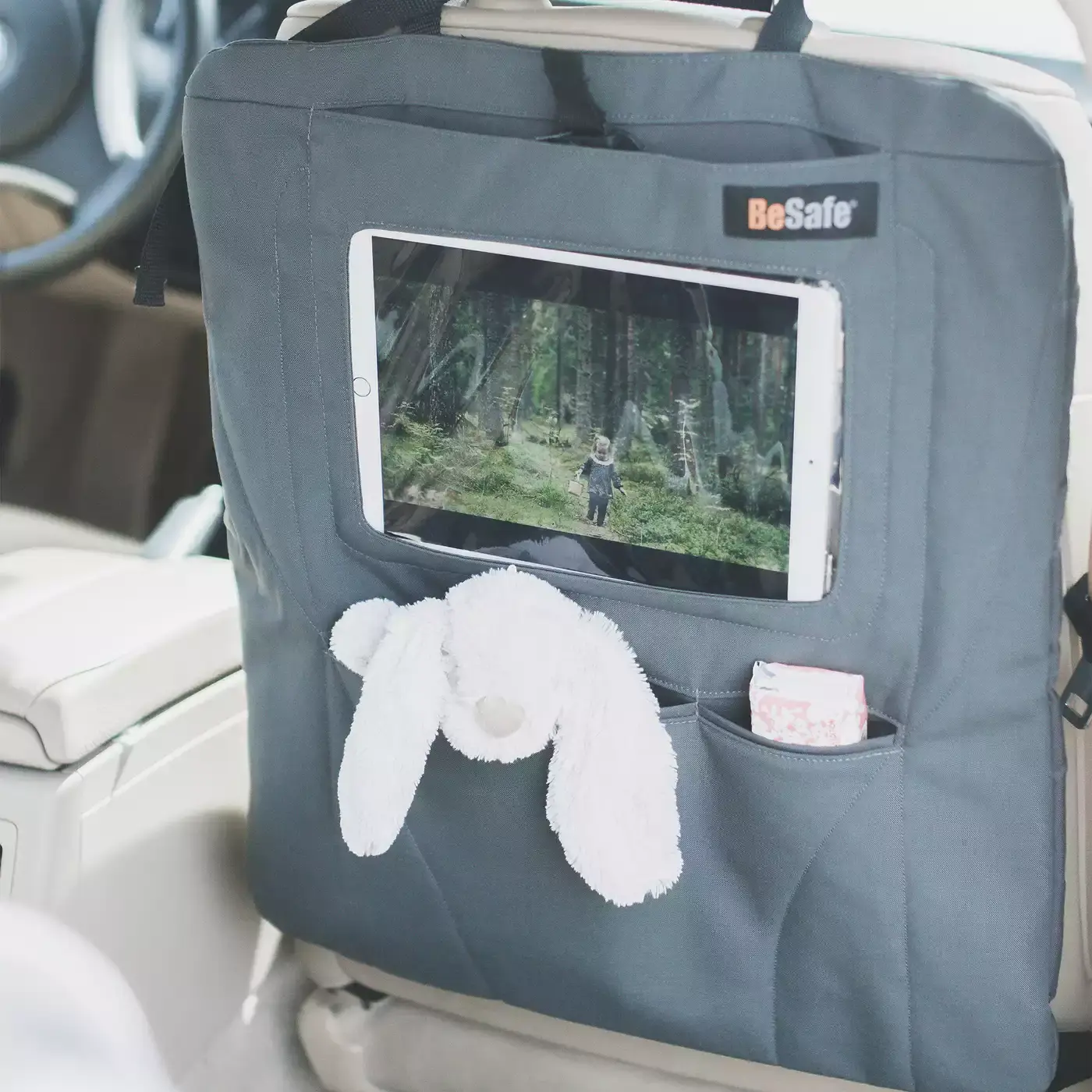 2-Phasen Sitzschoner mit Tablet-Halterung BeSafe Grau 2000574055404 2