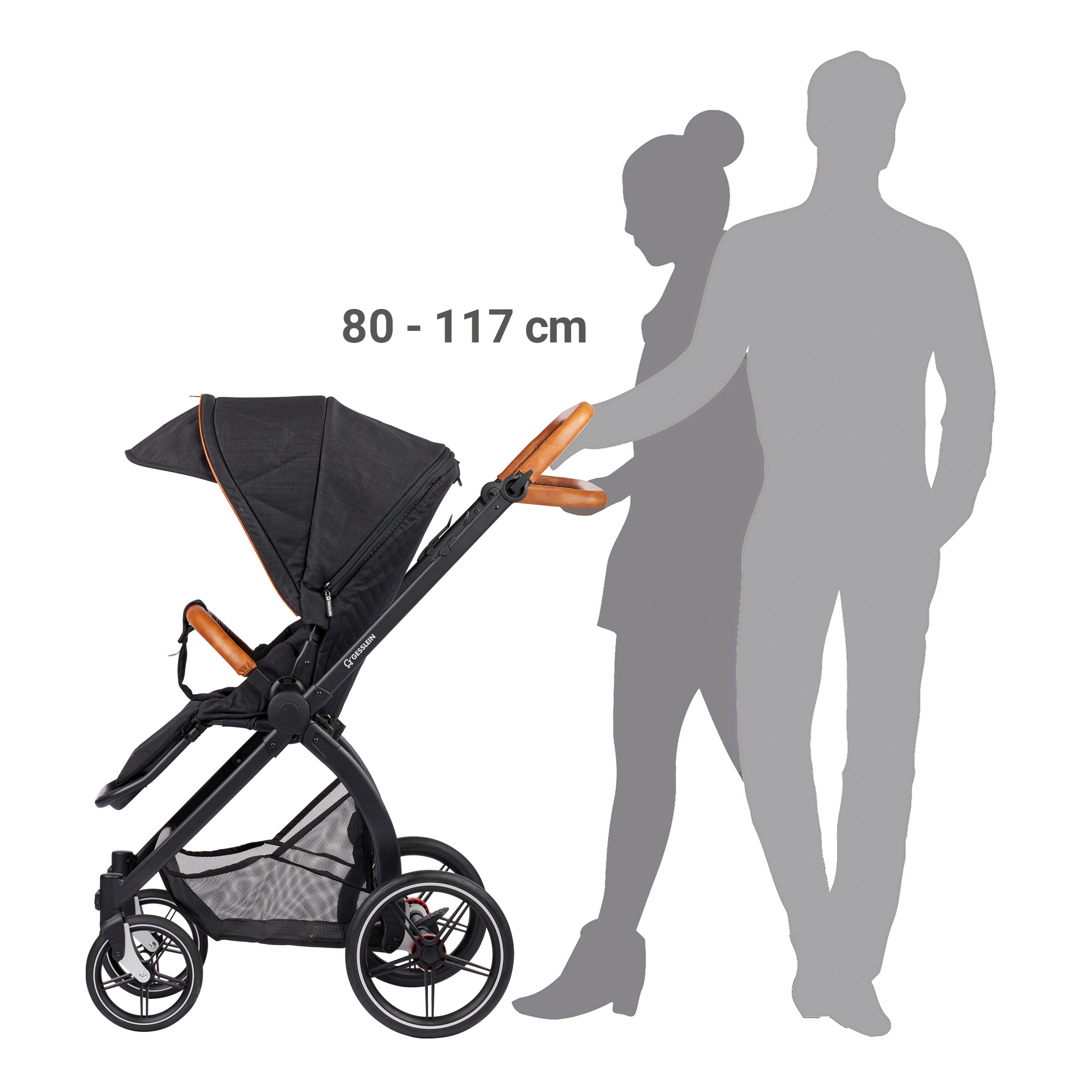 Kombi-Kinderwagen, GESSLEIN, Schwarz – Produktansicht