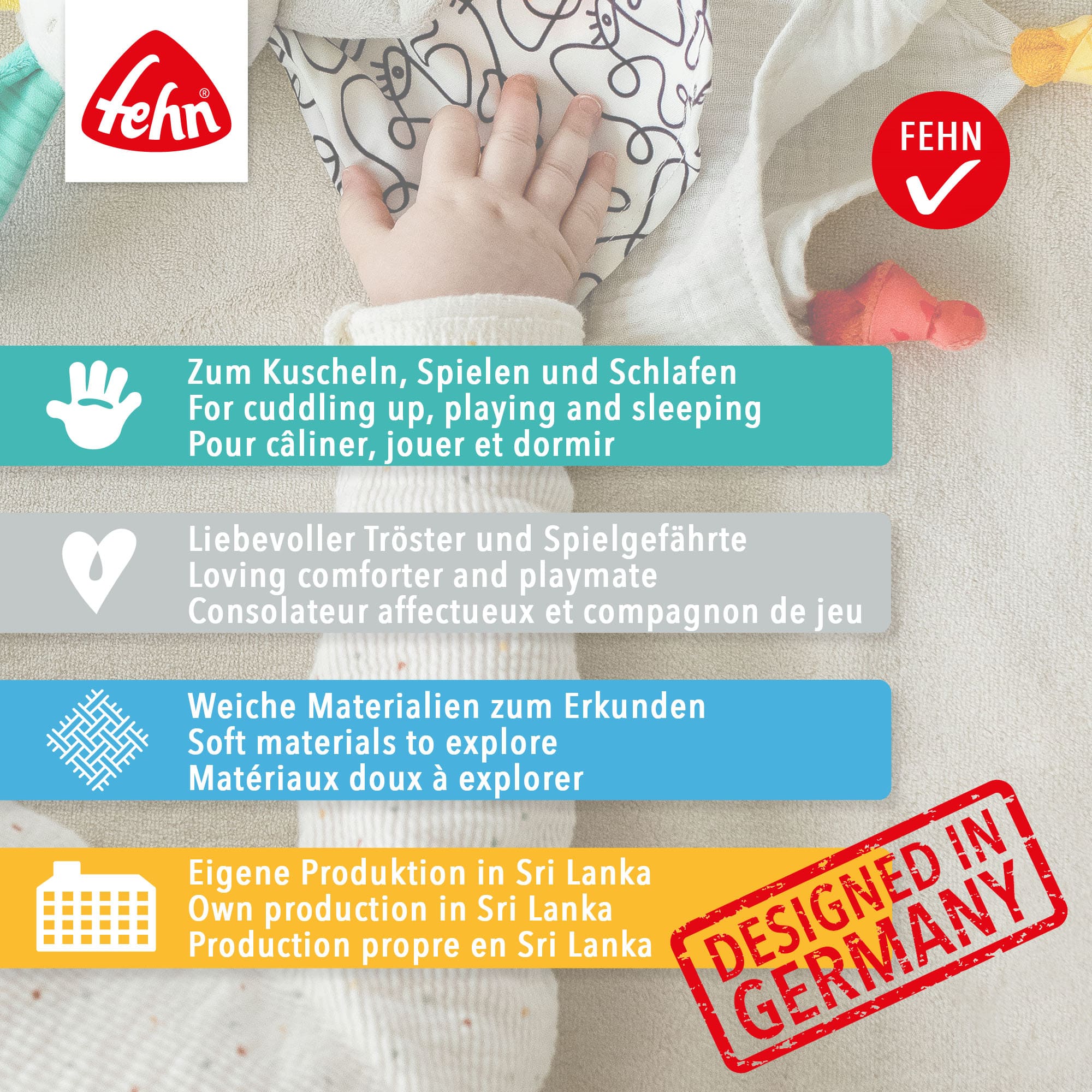 Schmusetücher, fehn, Pink – Produktansicht