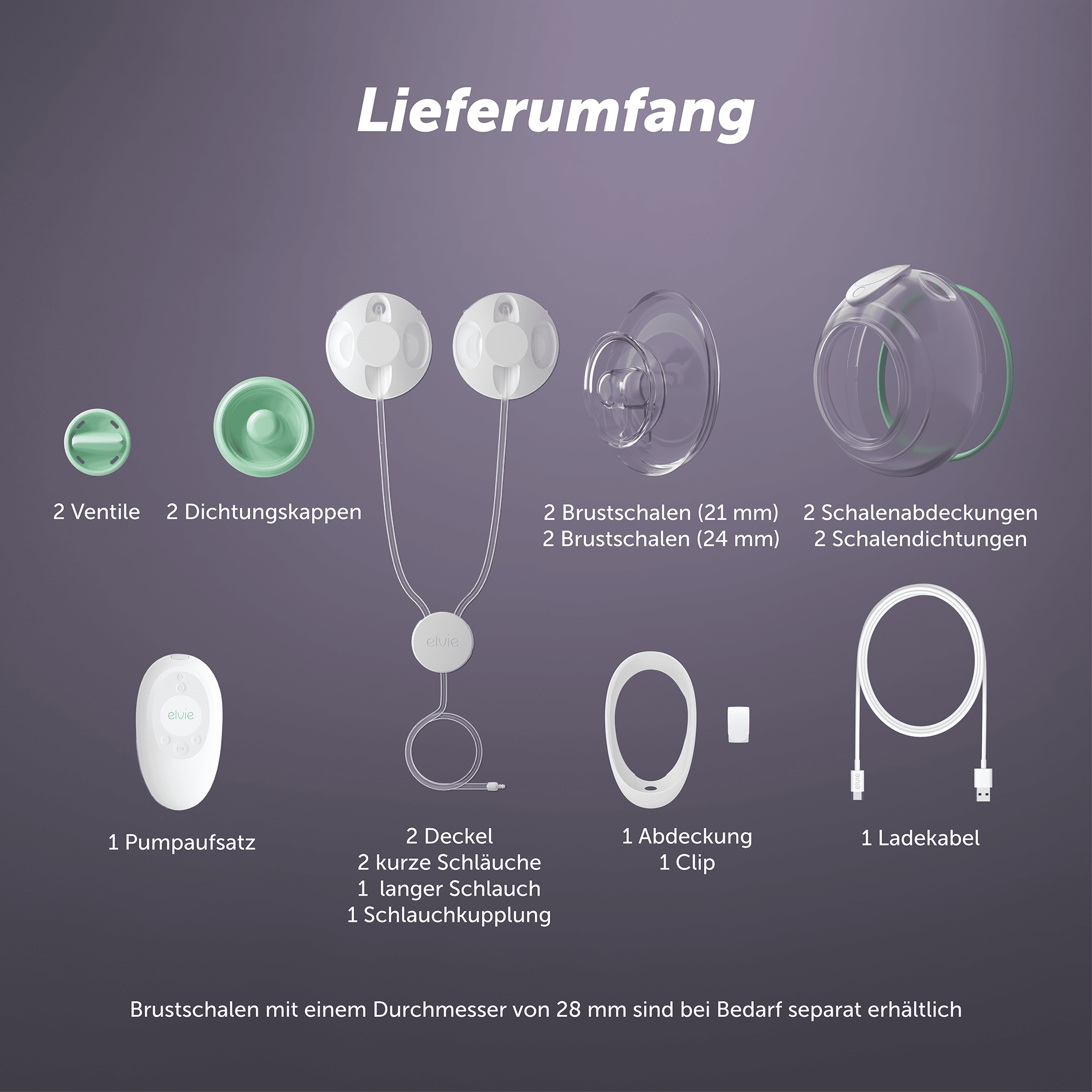 Milchpumpen, elvie, Transparent – Produktansicht