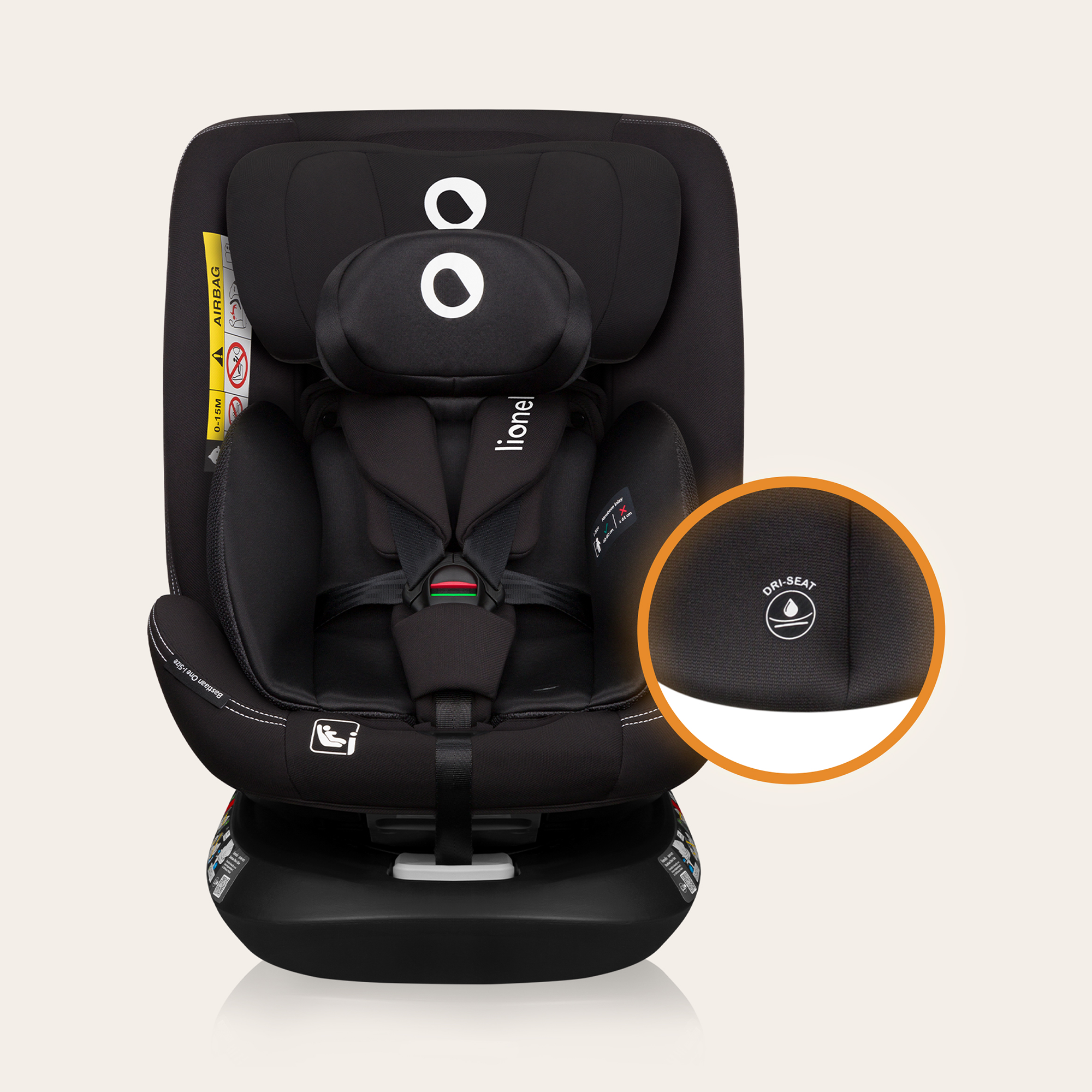 Kindersitze 9-36 kg, Gruppe 1/2/3, lionelo, Schwarz – Produktansicht