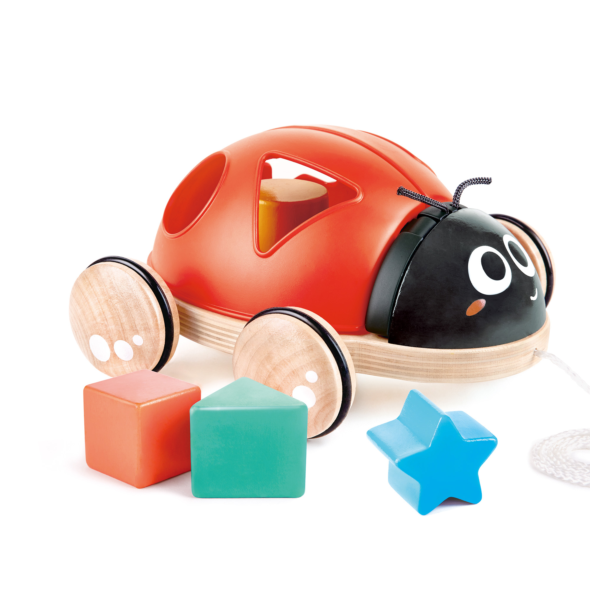 Hape, Rot – Besonderheit: mit 4 unterschiedlich geformten Löchern und passenden Bausteinen
