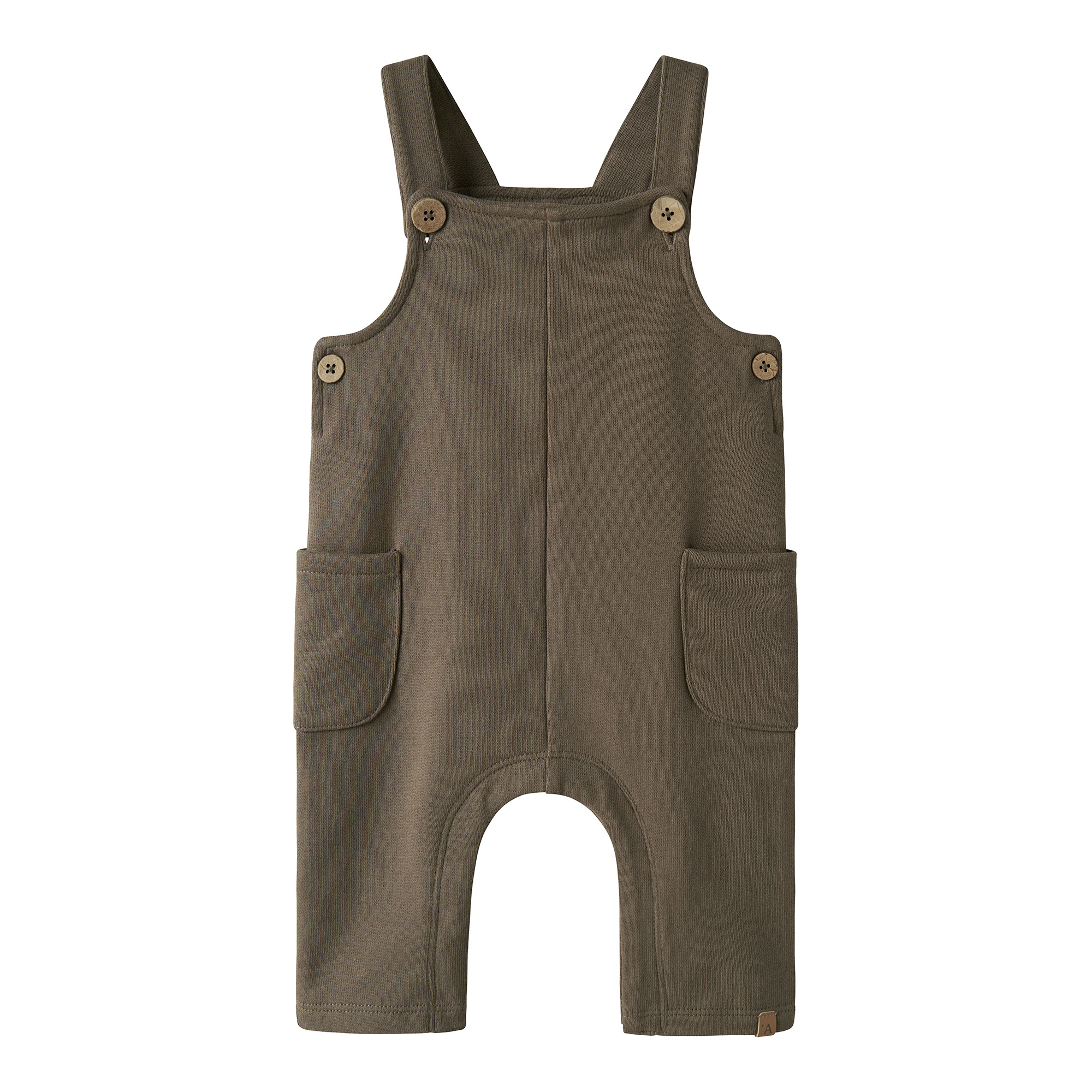 Latzhosen, Lil' Atelier, Braun – Besonderheit: Druckknöpfe im Schritt erleichtern das An- und Ausziehen