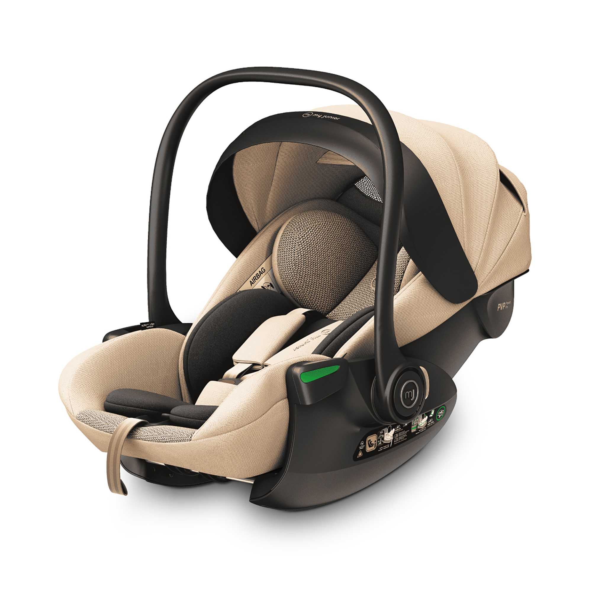 Babyschalen 0-13 kg, Gruppe 0+, My junior, Beige – Besonderheit: 6-stufig anpassbare Memory-Schaum Kopfstütze