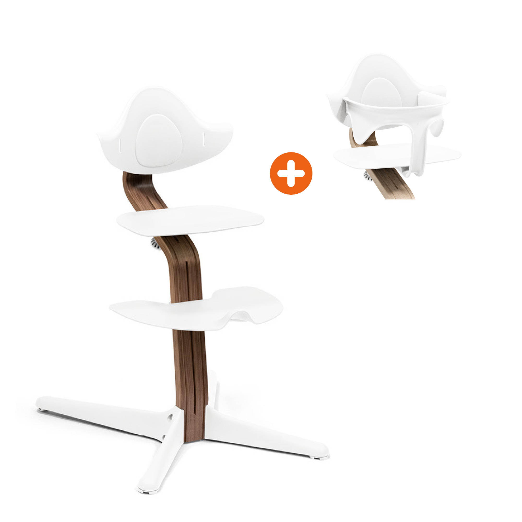 Set Nomi® Stuhl Walnuss White mit Baby Set STOKKE Weiß 9000000000445 1