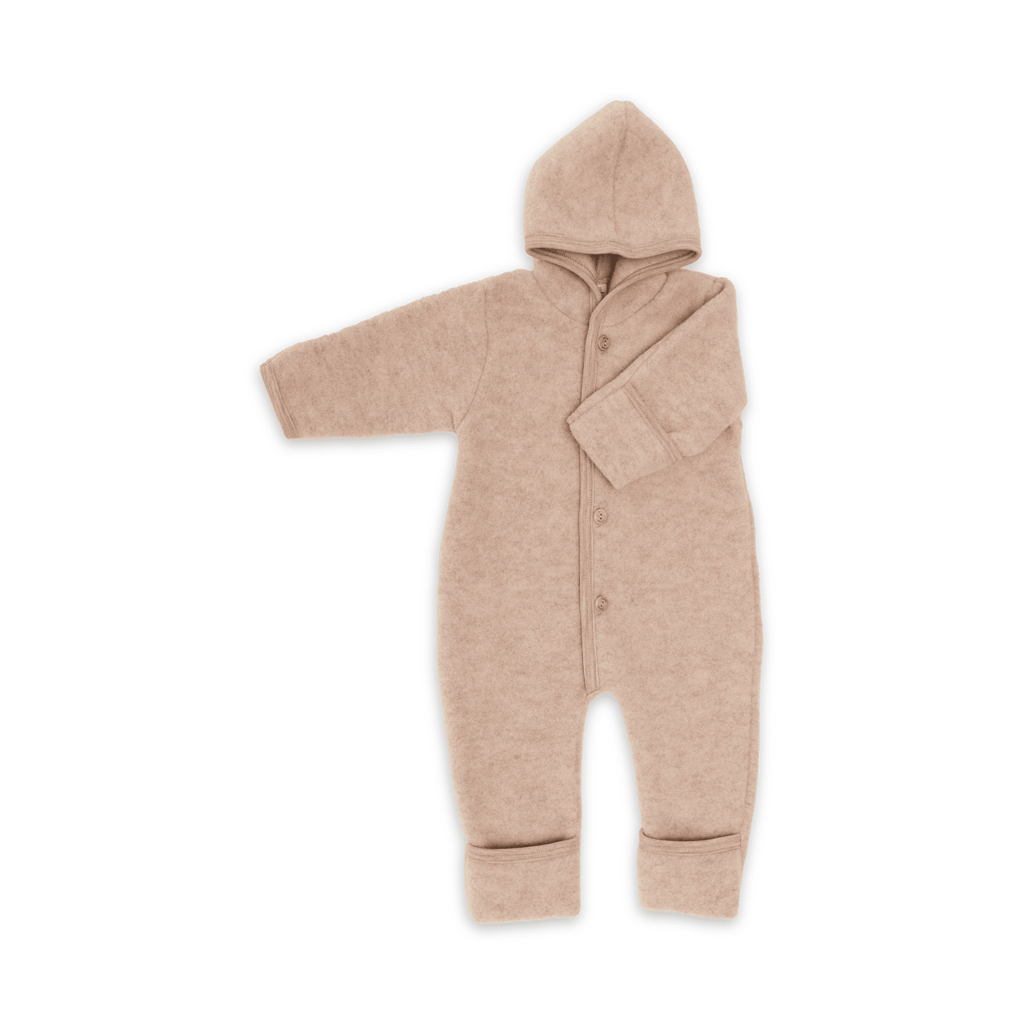 Overalls, ENGEL, Beige – Besonderheit: mit Kapuze und Holzknöpfen