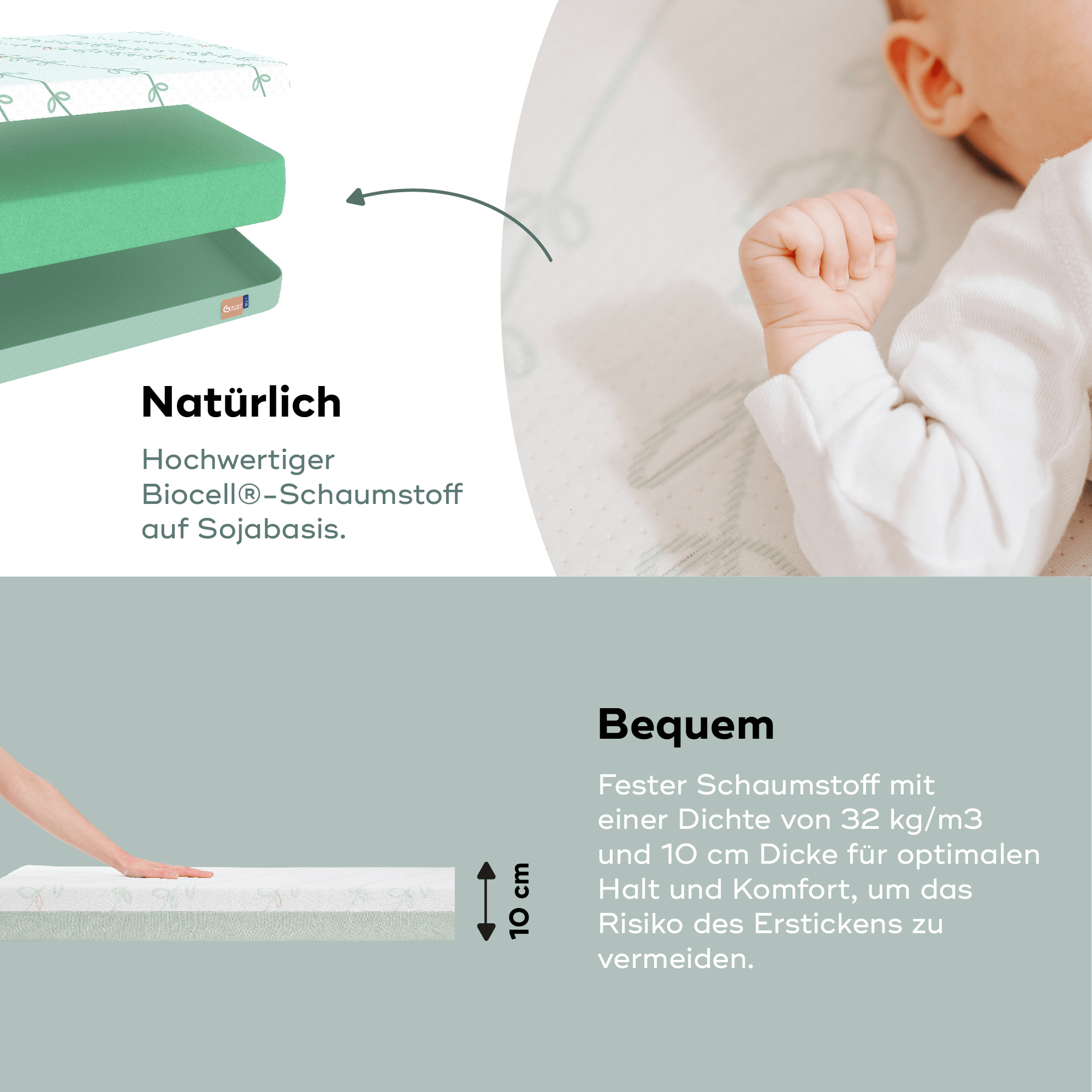 Matratzen 60 x 120 cm, babymoov, Weiß – Produktansicht