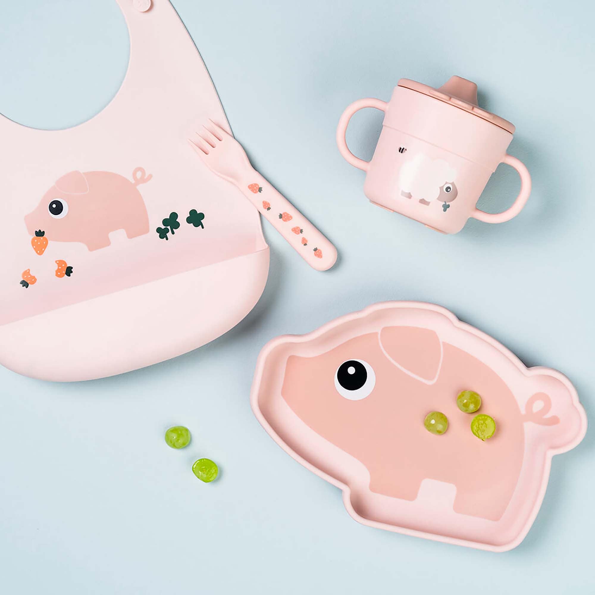 Lätzchen mit Auffangschale, done by deer, Pink – Produktansicht