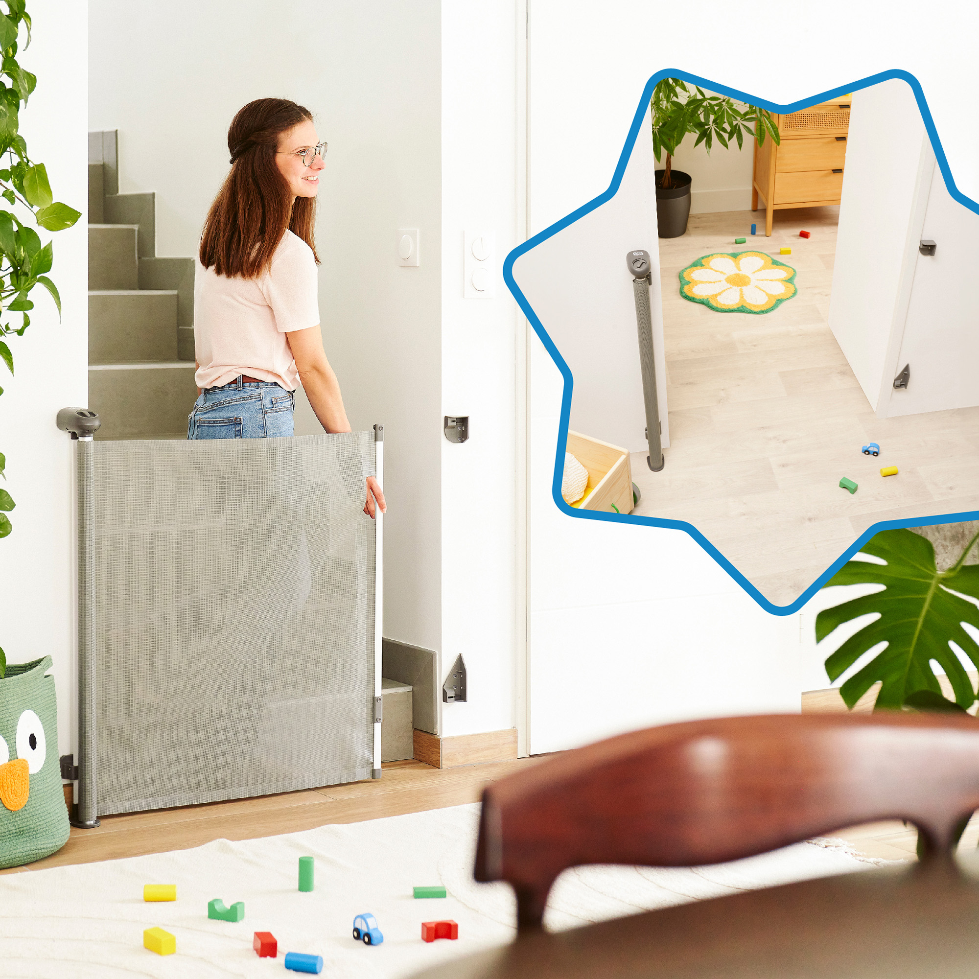 Tür- & Treppenschutzgitter, badabulle, Grau – Produktansicht
