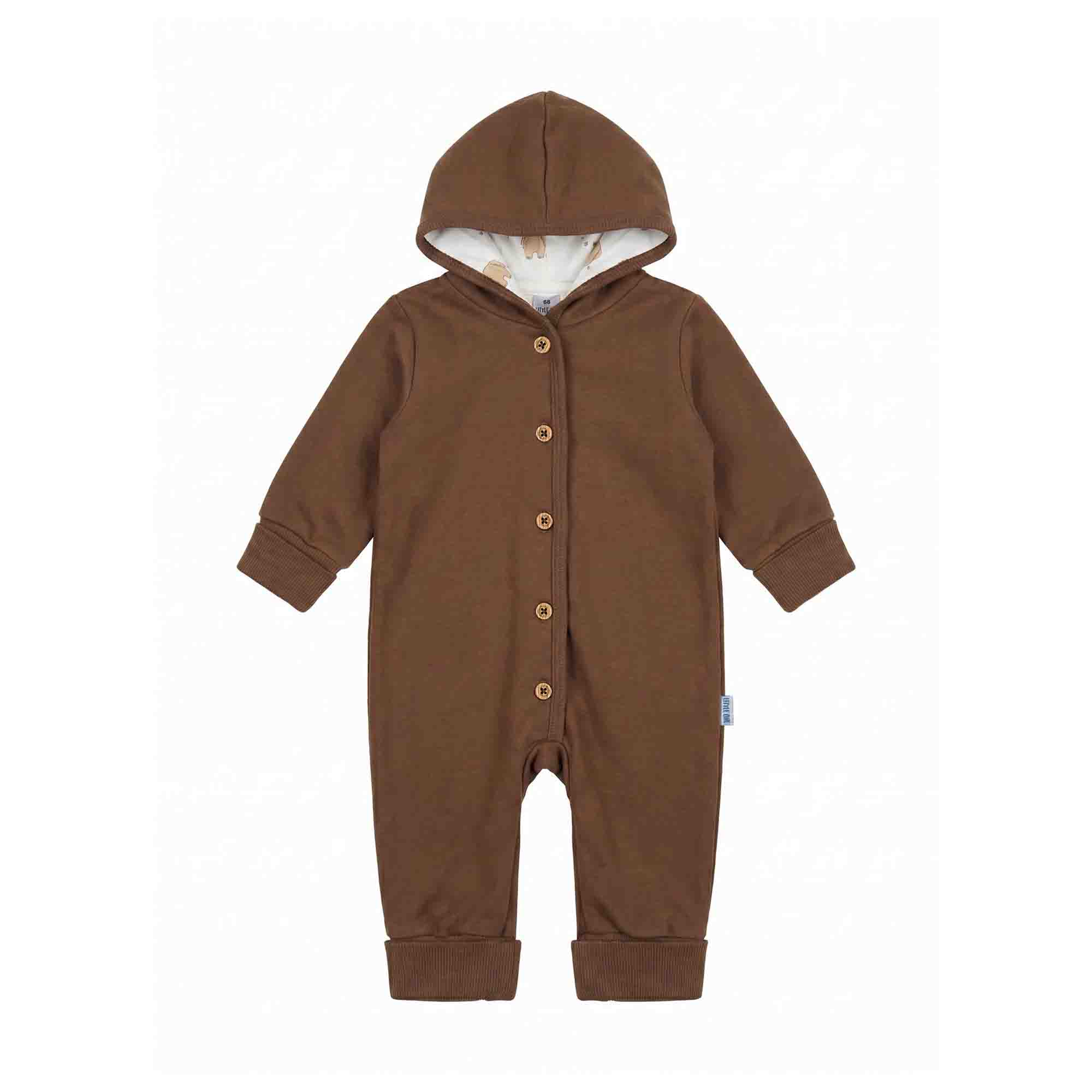 Overalls, LITTLE ONE, Braun – Besonderheit: zum schnellen Windelwechseln verdeckte Schrittöffnung mit Druckknöpfen