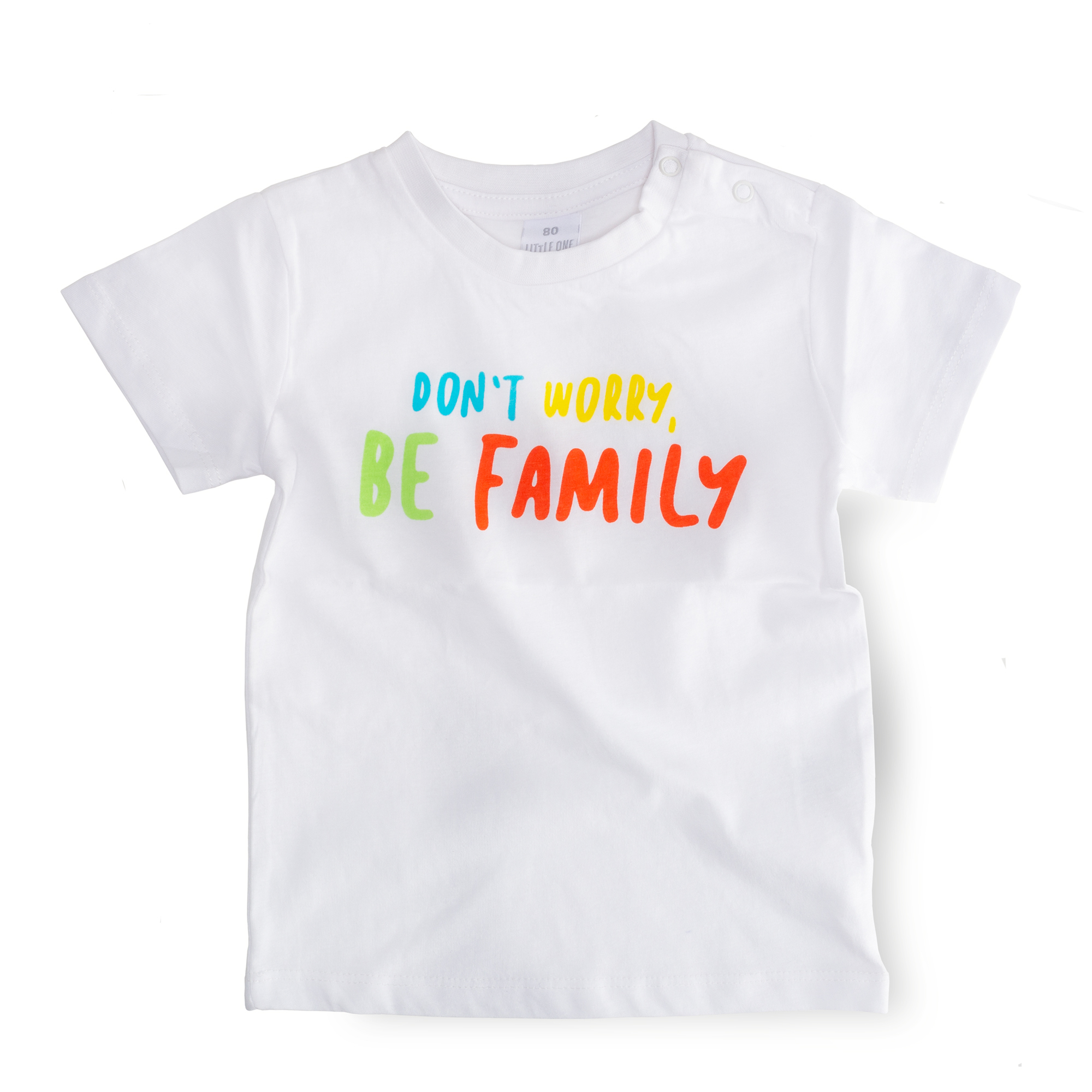 T-Shirt "Don't worry, be family" LITTLE ONE Weiß M2000584432509 1