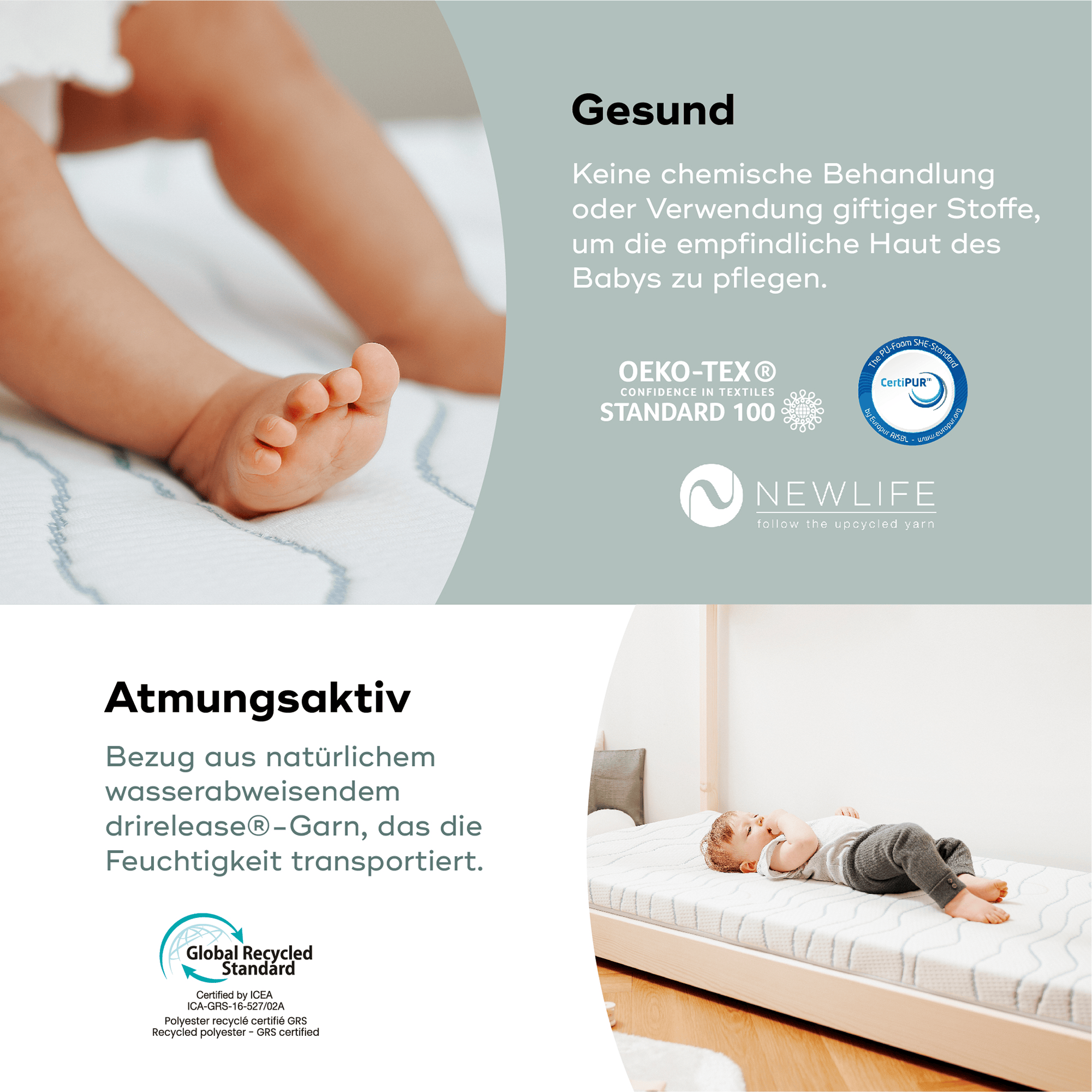Matratzen 60 x 120 cm, babymoov, Weiß – Produktansicht