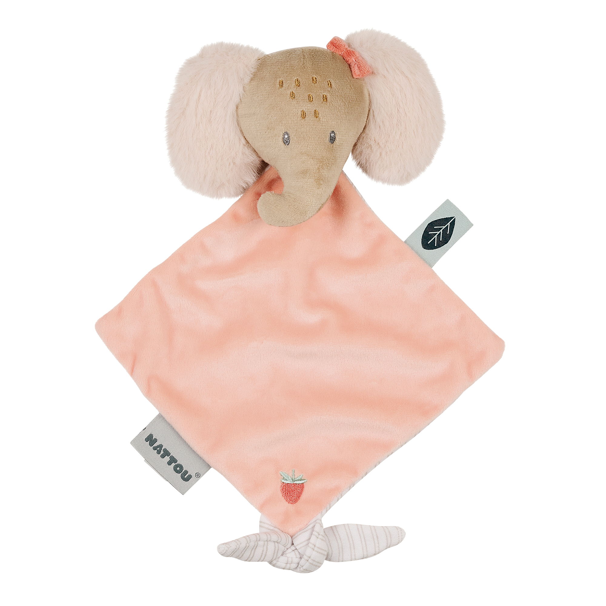 Schmusetücher, Nattou, Pink – Besonderheit: mit niedlichem Elefantenkopf und Schnullerhalterung