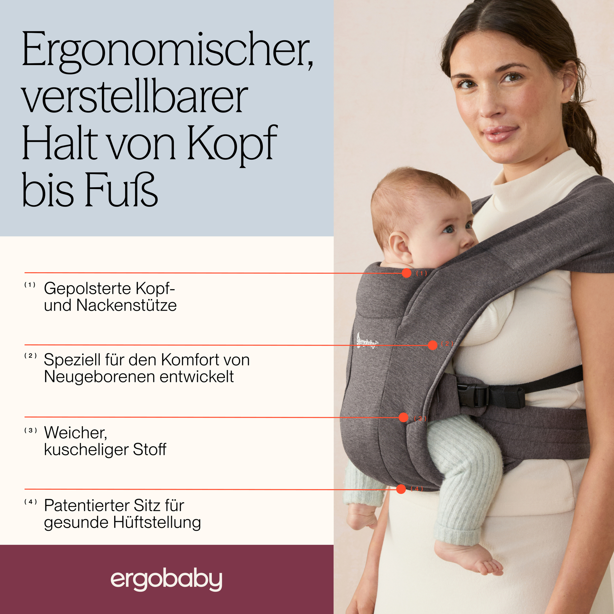 Fullbuckle Tragen, ERGObaby, Grau – Produktansicht