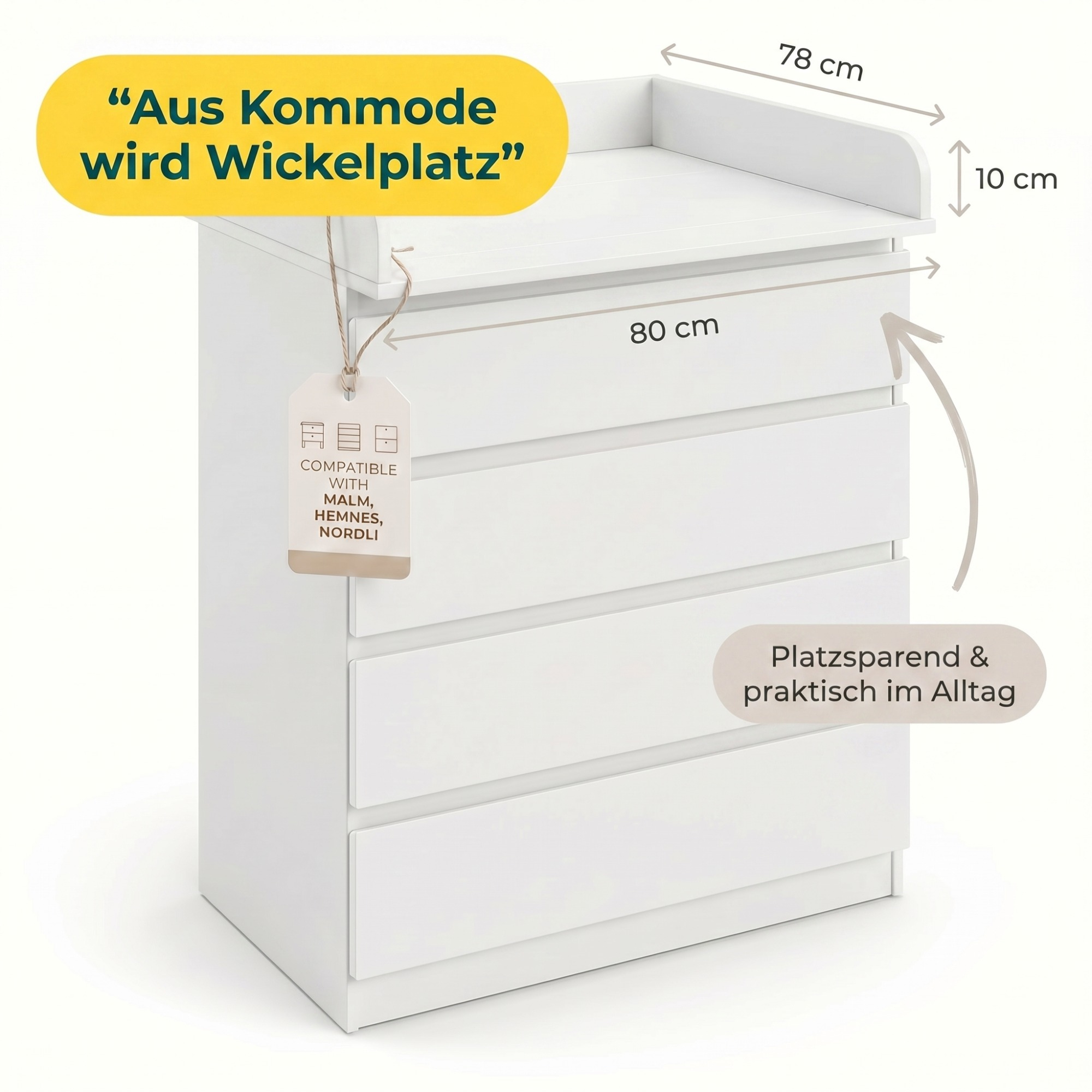 Wickelaufsätze, LITTLE ONE, Weiß – Produktansicht