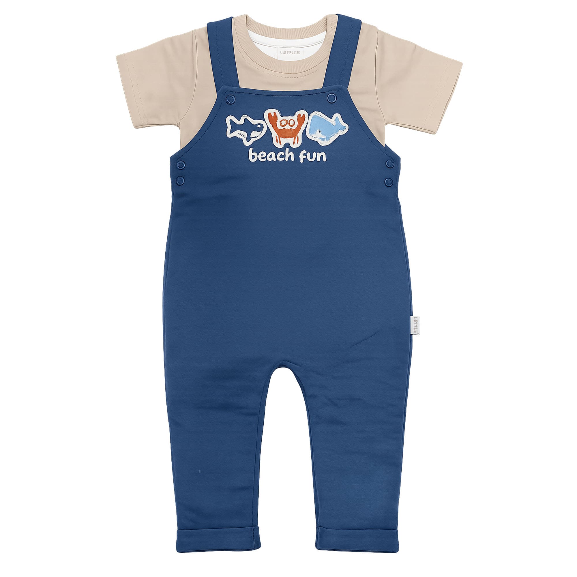 Latzhosen, LITTLE, Blau – Besonderheit: Set bestehend aus Latzhose und T-Shirt