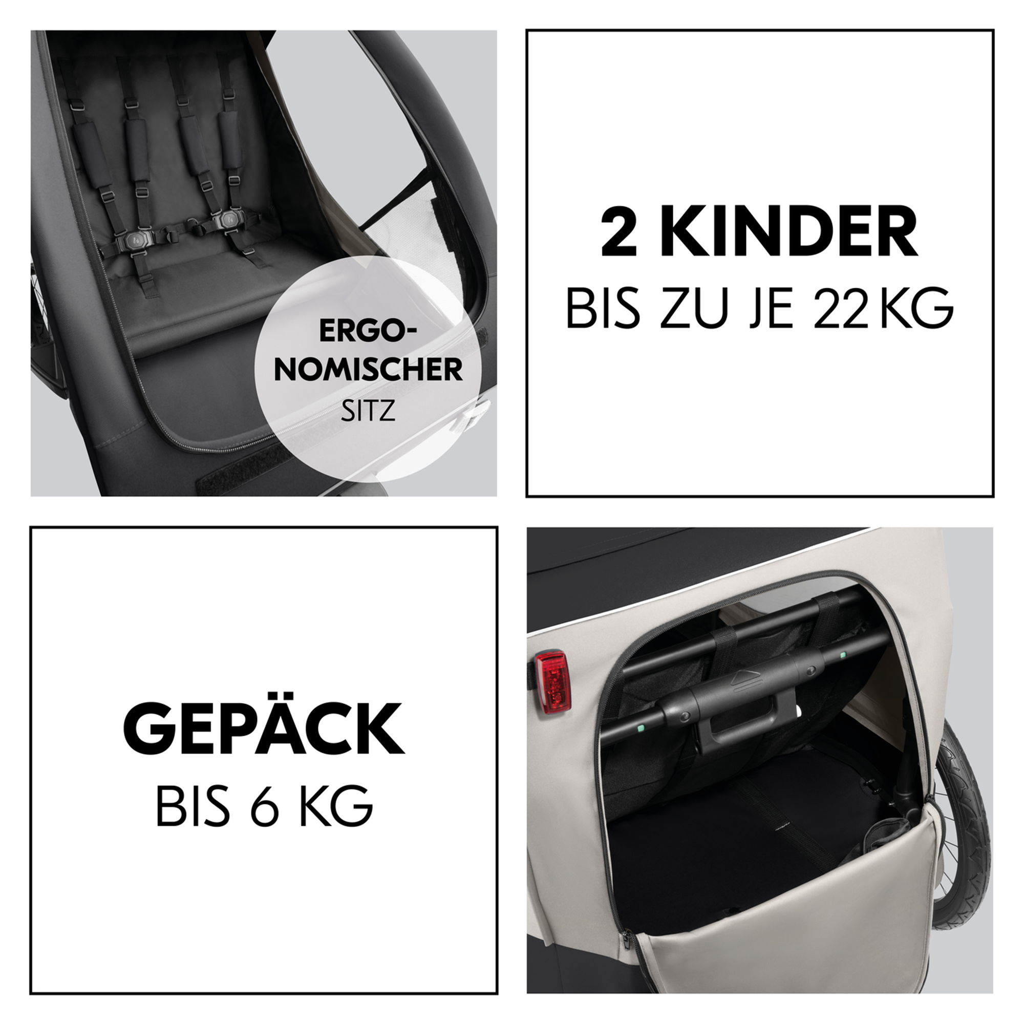 Fahrradanhänger, hauck, Schwarz – Produktansicht