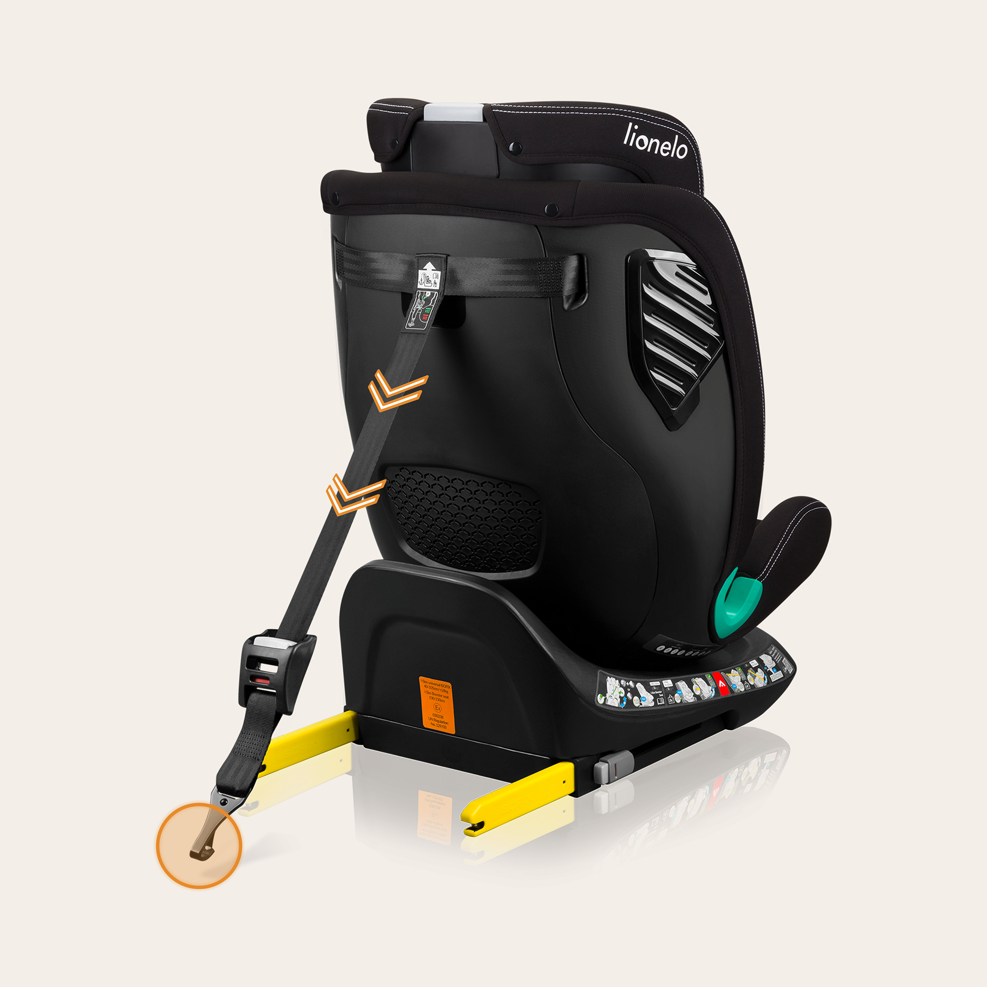 Kindersitze 9-36 kg, Gruppe 1/2/3, lionelo, Schwarz – Produktansicht