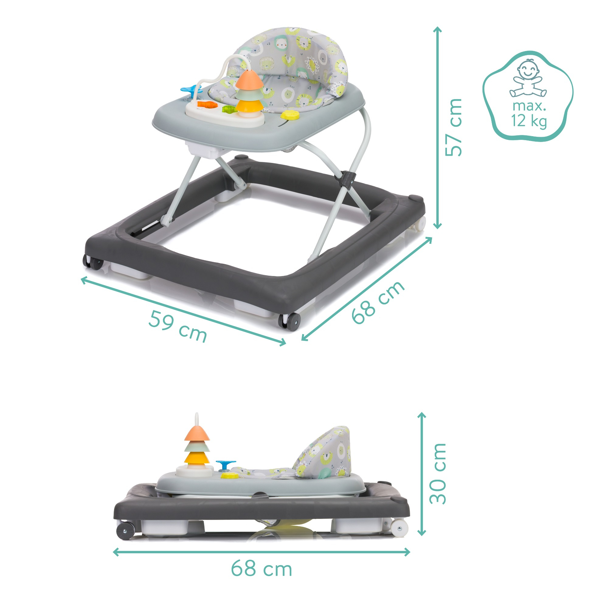 Lauflernwagen, fillikid, Grau – Produktansicht