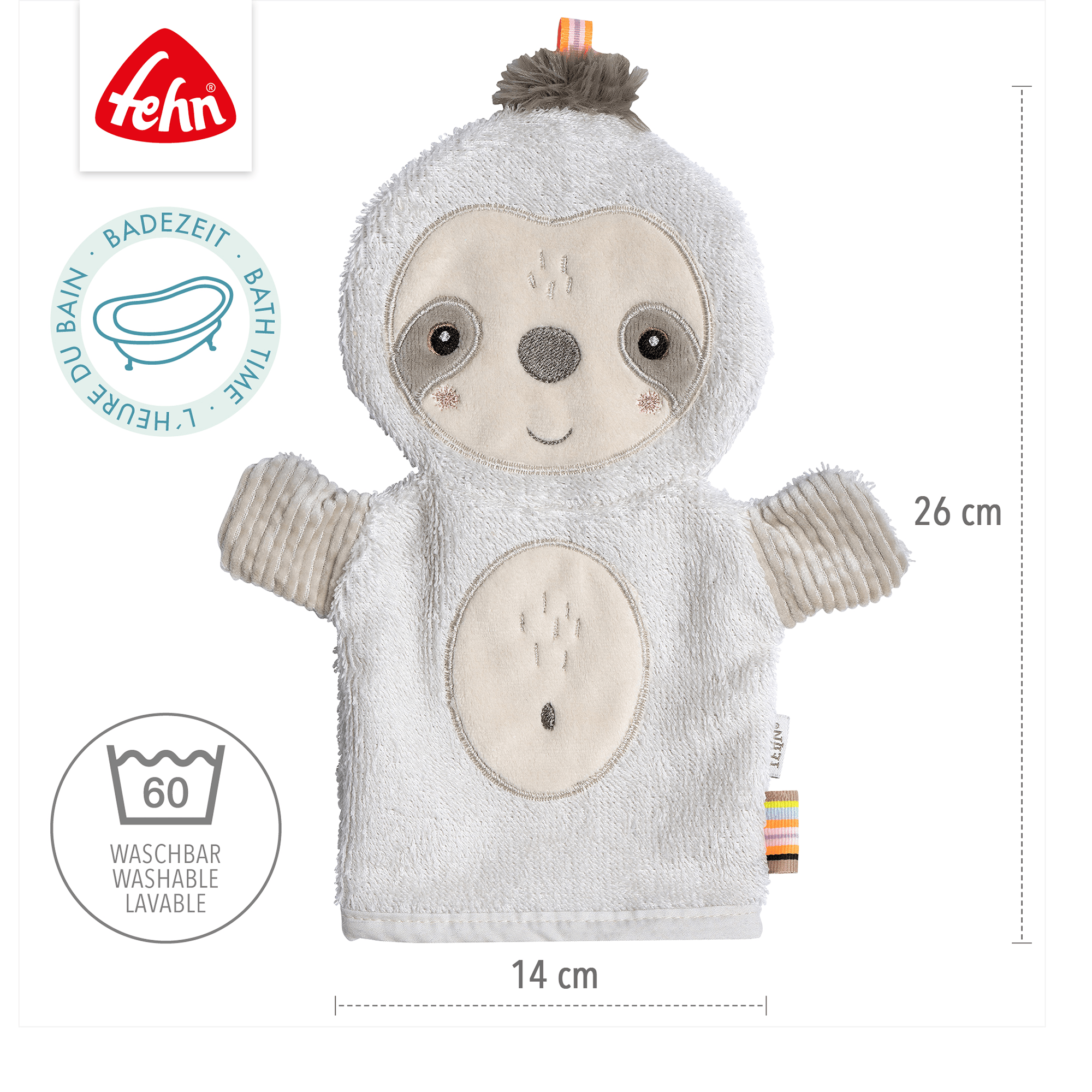 Waschlappen, fehn, Grau – Produktansicht