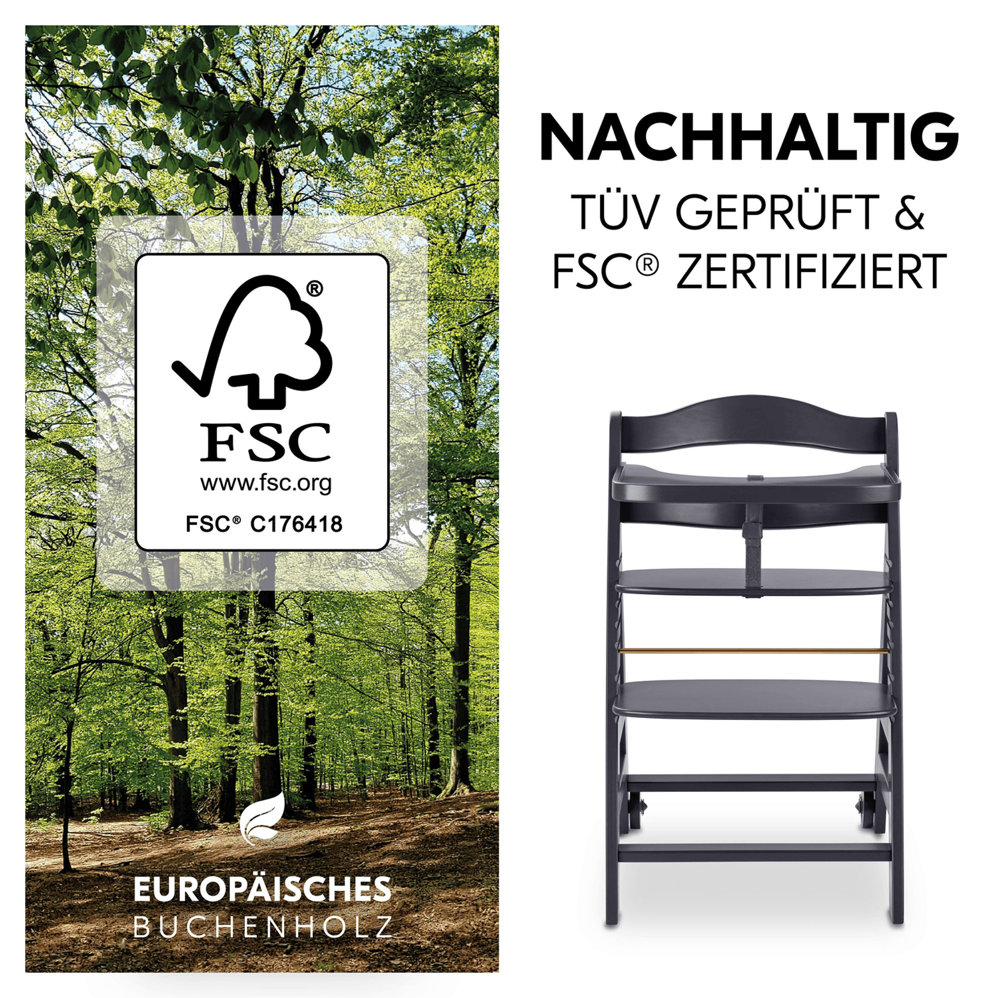 Treppenhochstühle, hauck, Grau – Produktansicht