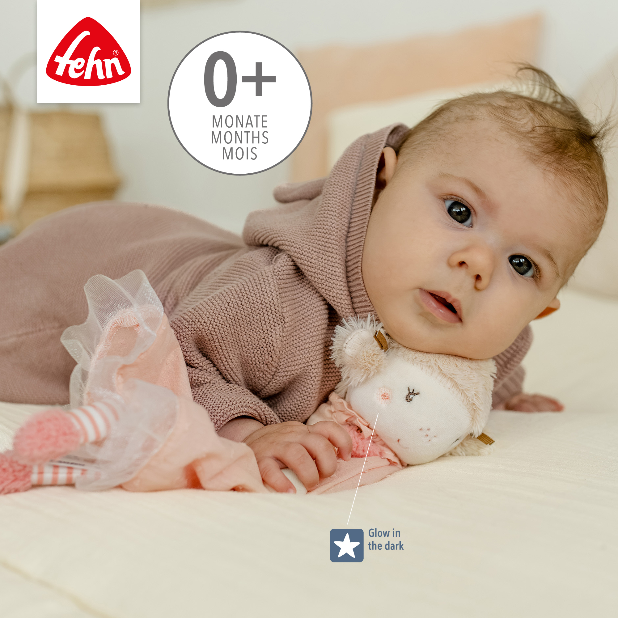 Schmusetücher, fehn, Pink – Besonderheit: fördert die sensorische Entwicklung