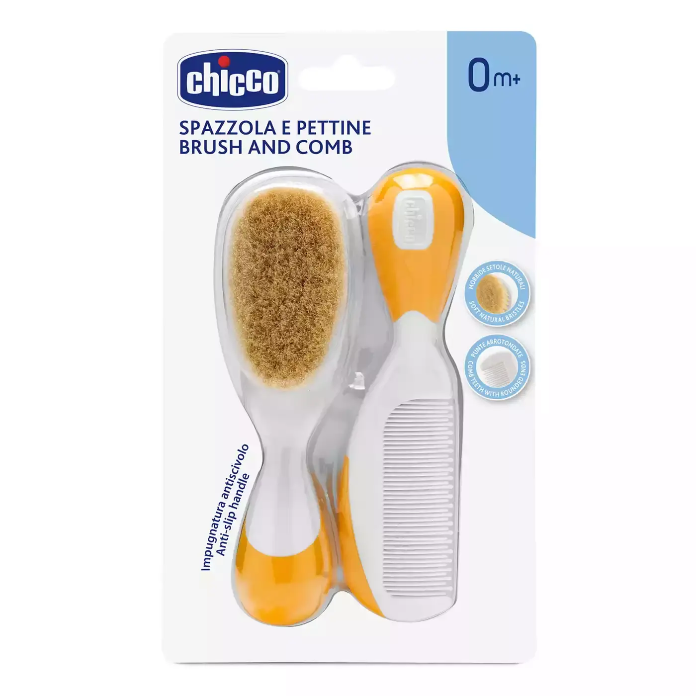 Kamm + Bürste mit Naturborsten chicco Orange 2000561966201 4