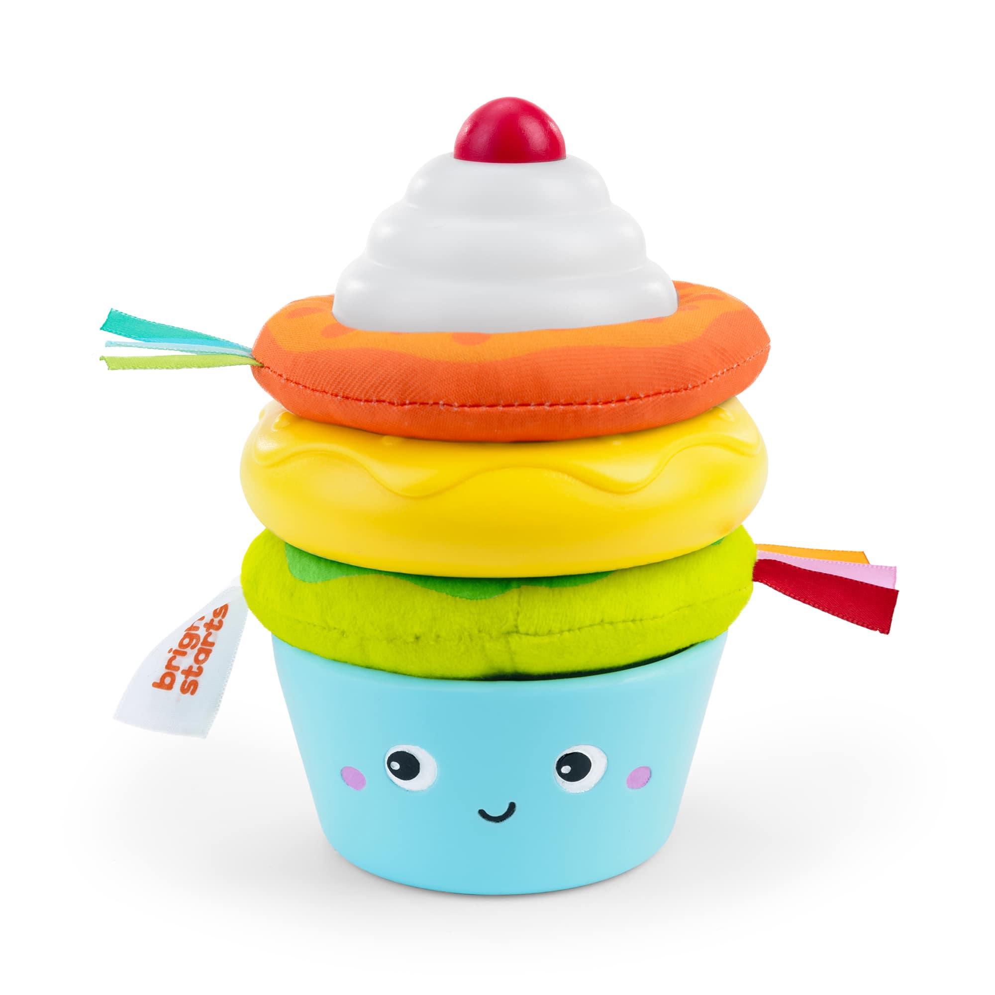 Stapeltürme, BrightStarts, Gelb – Besonderheit: Sensorik-fördendes Babyspielzeug mit Zahnungshilfe