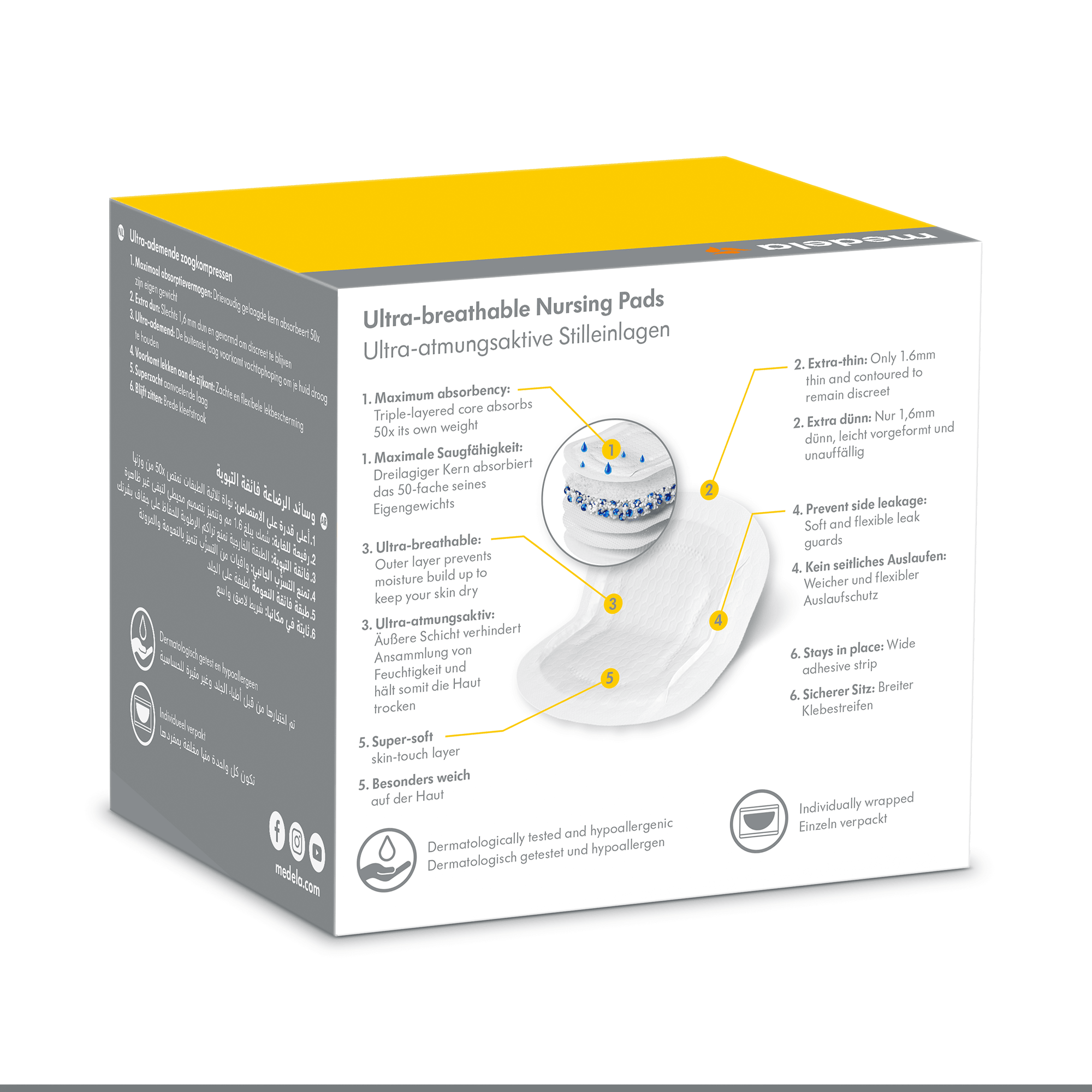 Stilleinlagen, medela, Weiß – Produktansicht