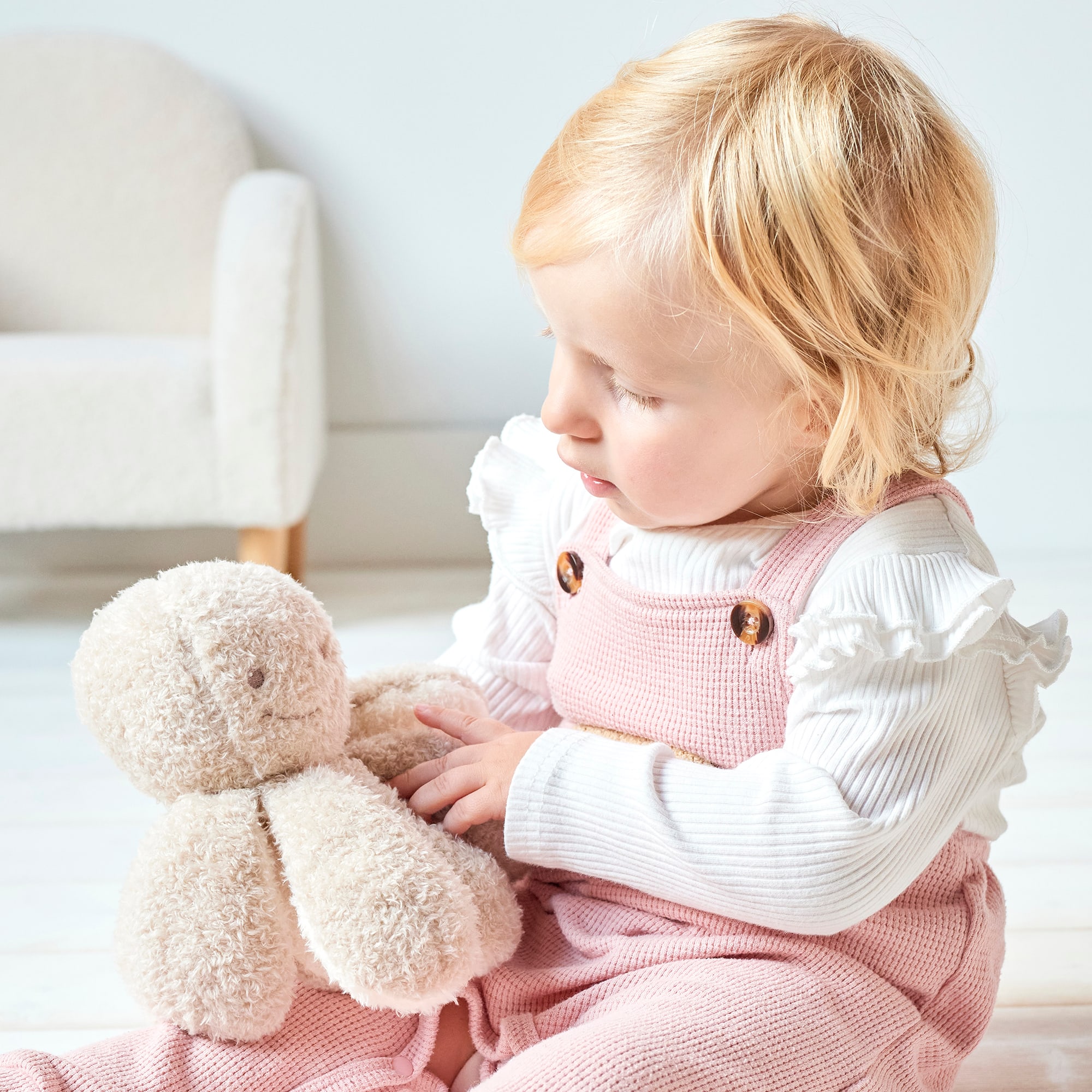 Kuscheltiere, Nattou, Beige – Besonderheit: kuschelweiches Teddy-Material