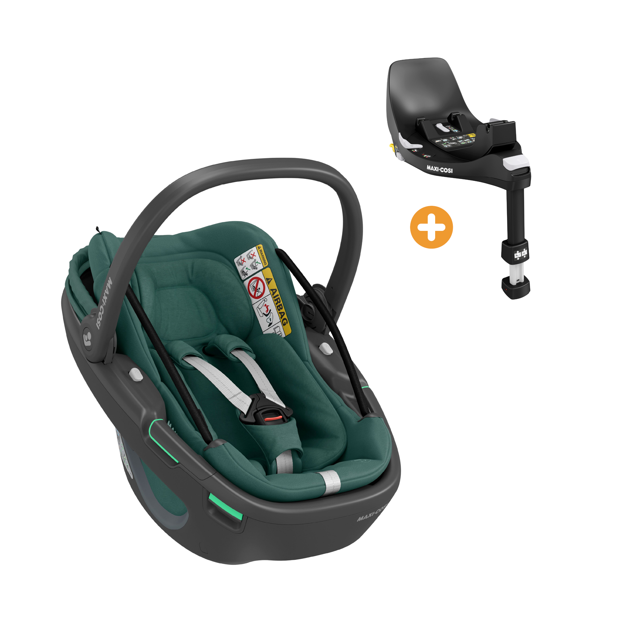 Babyschalen 0-13 kg, Gruppe 0+, MAXI-COSI Premium, Grün – Besonderheit: Set bestehend aus Babyschale und Basisstation
