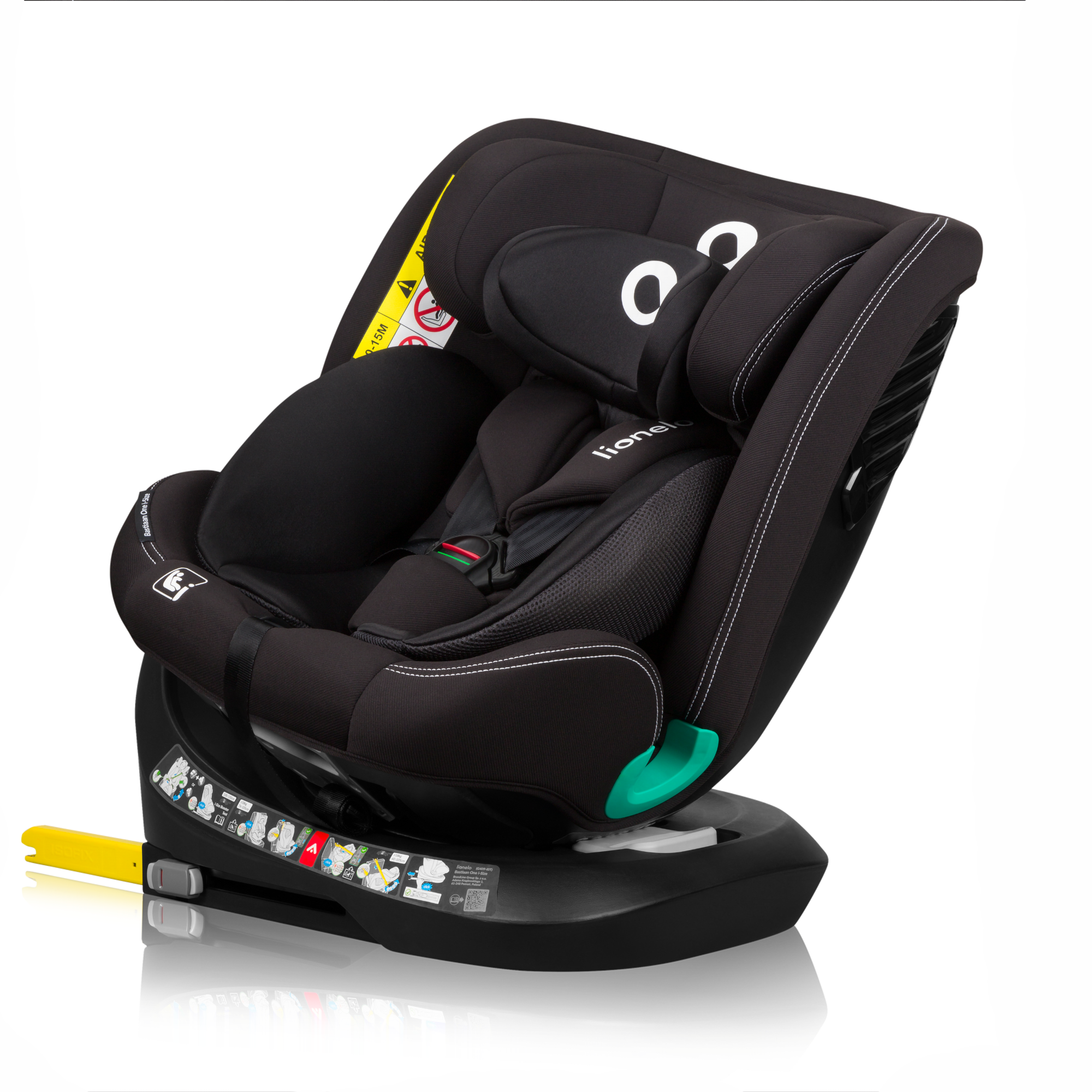 Kindersitze 9-36 kg, Gruppe 1/2/3, lionelo, Schwarz – Produktansicht