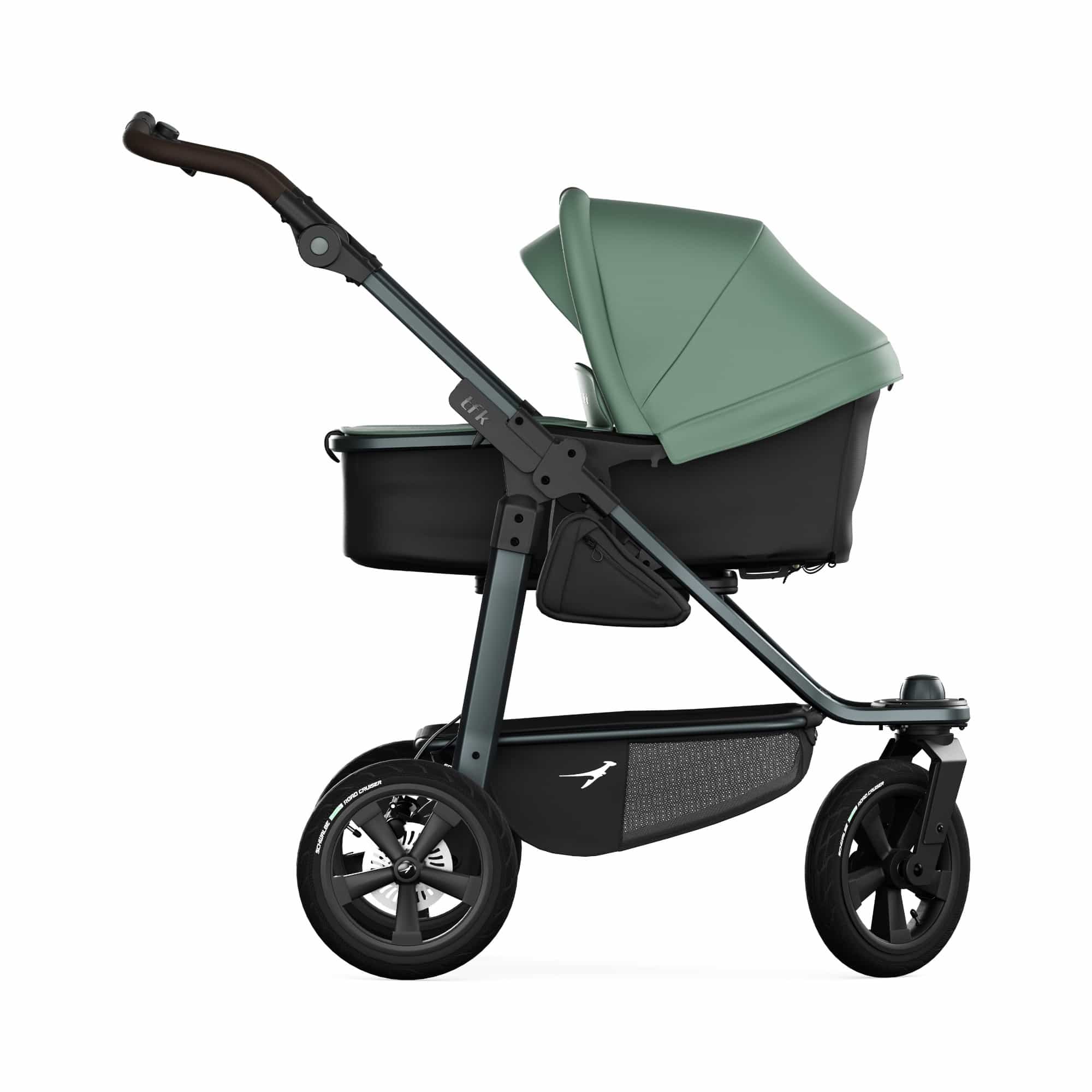 Kombi-Kinderwagen, tfk, Grün – Besonderheit: Wanne mit großer Liegefläche
