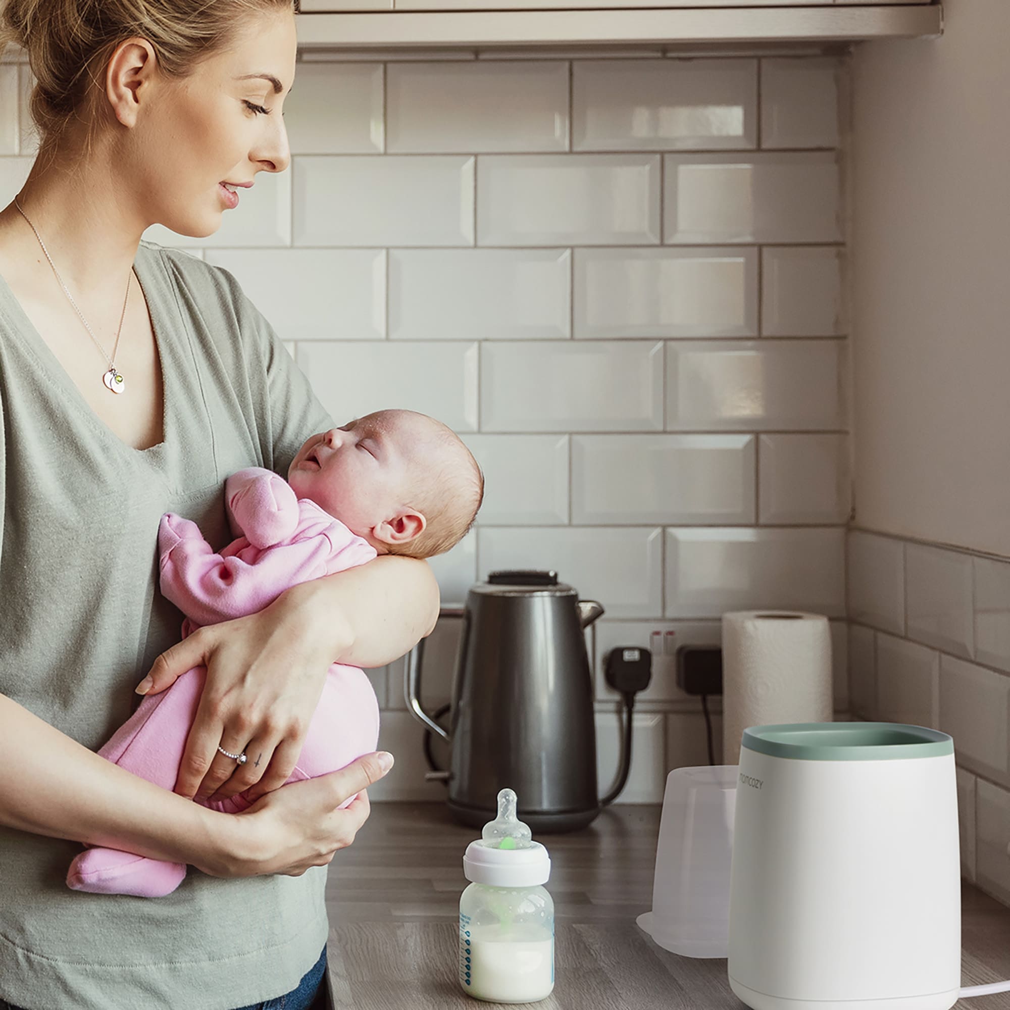 Babykostwärmer, momcozy, Weiß – Produktansicht