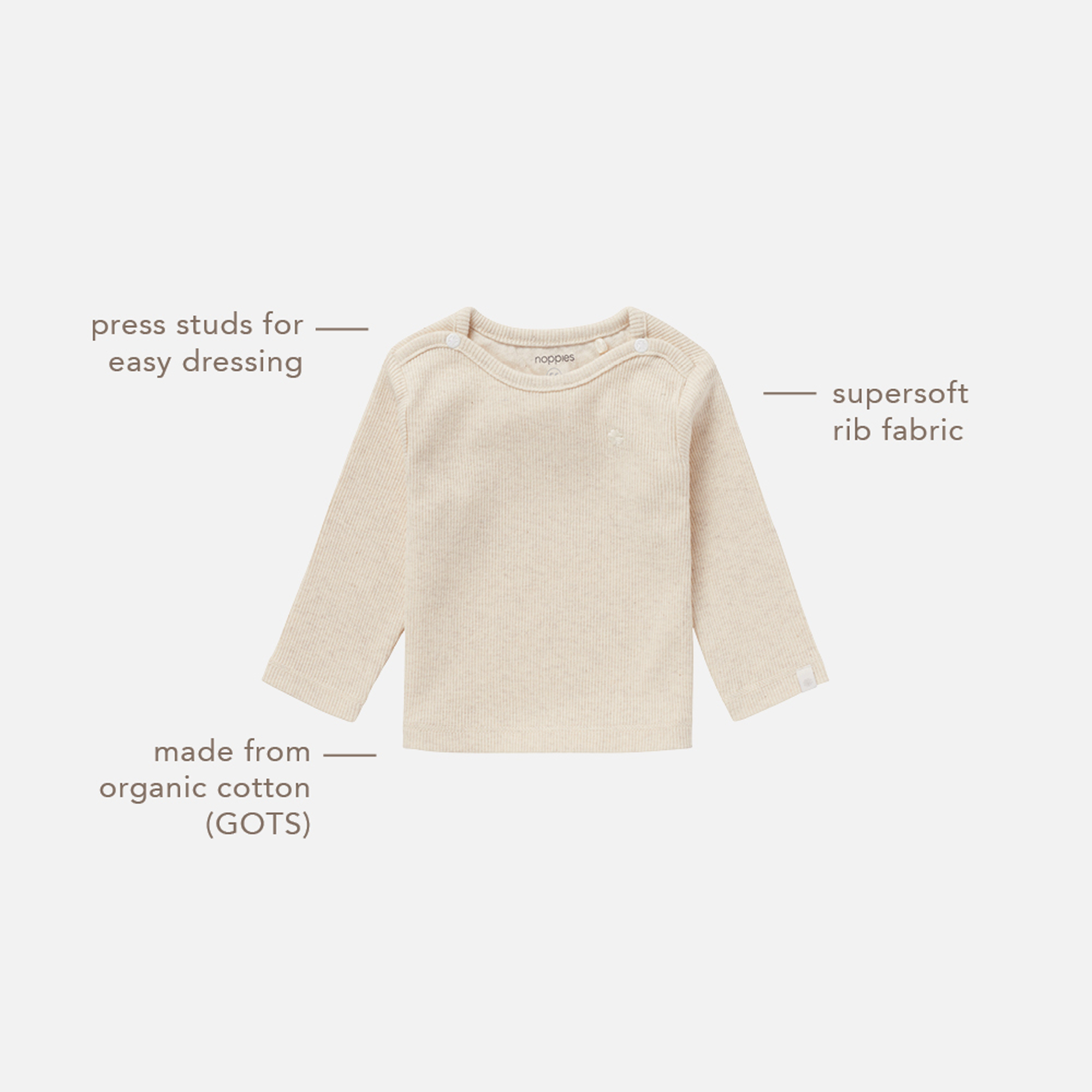 Langarmshirts, noppies, Beige – Produktansicht
