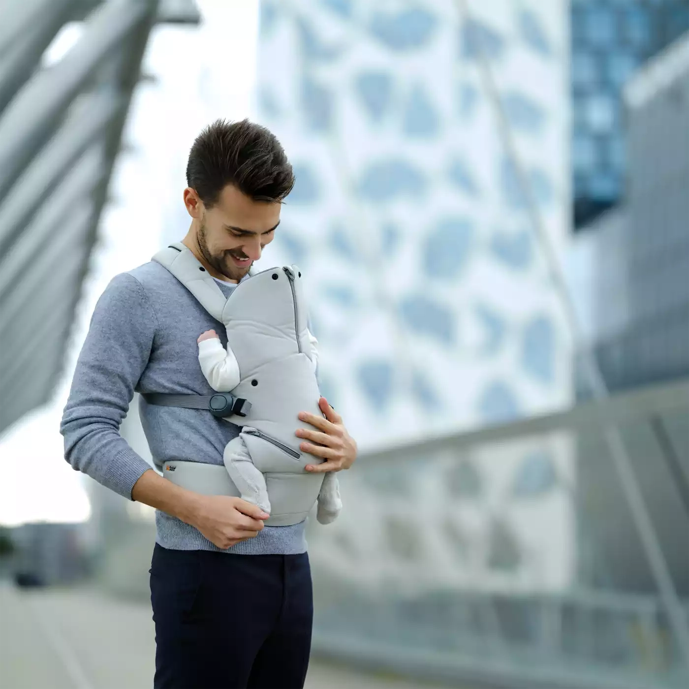 Babytragen, BeSafe, Grau – Besonderheit: Bauch-, Hüft- und Rückentrage