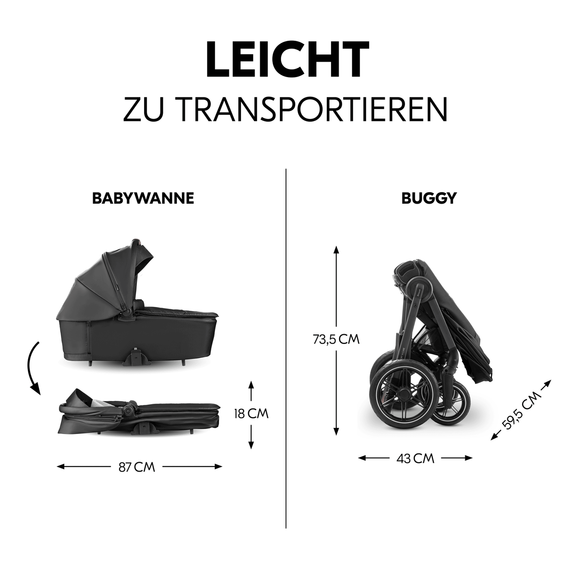 Kombi-Kinderwagen, hauck, Grau – Produktansicht