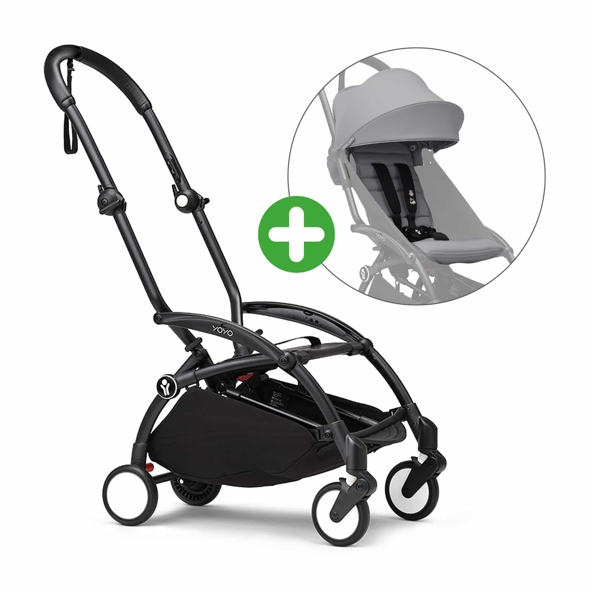 Kombi-Kinderwagen, STOKKE, Grau – Besonderheit: Set bestehend aus YOYO³ Gestell und YOYO³ 6+ Textil-Set