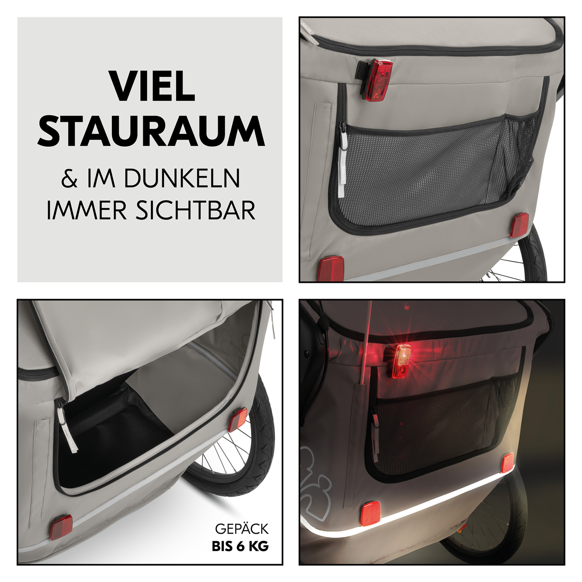 Fahrradanhänger, hauck, Grau – Produktansicht