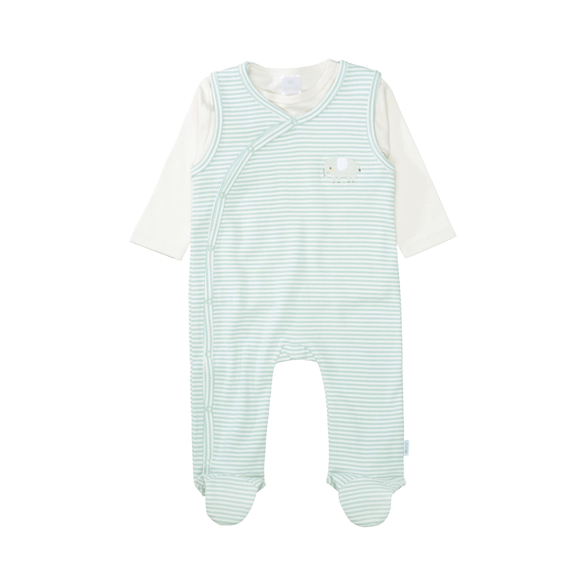 Strampler, LITTLE ONE, Grün – Besonderheit: Set bestehend aus Strampler und Langarmshirt